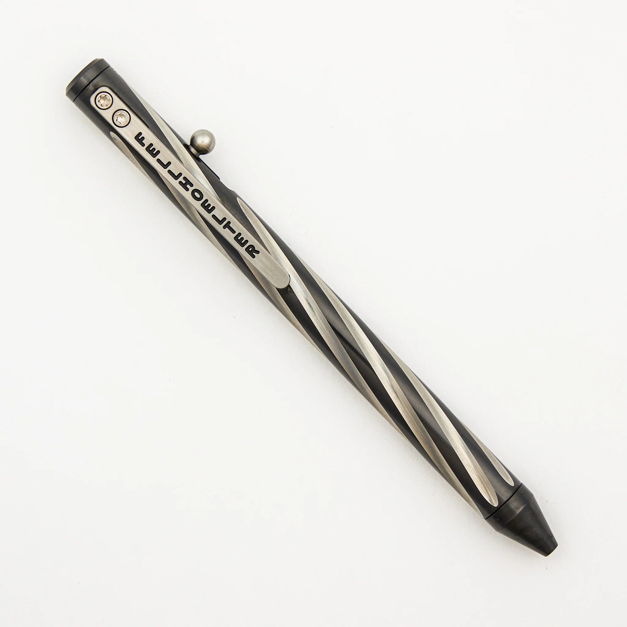 Cptn Axel Full Size TiBolt Pen - Reverse Tuxedo Zirconium Twisted Flutes - Tritium Bolt - Image 2