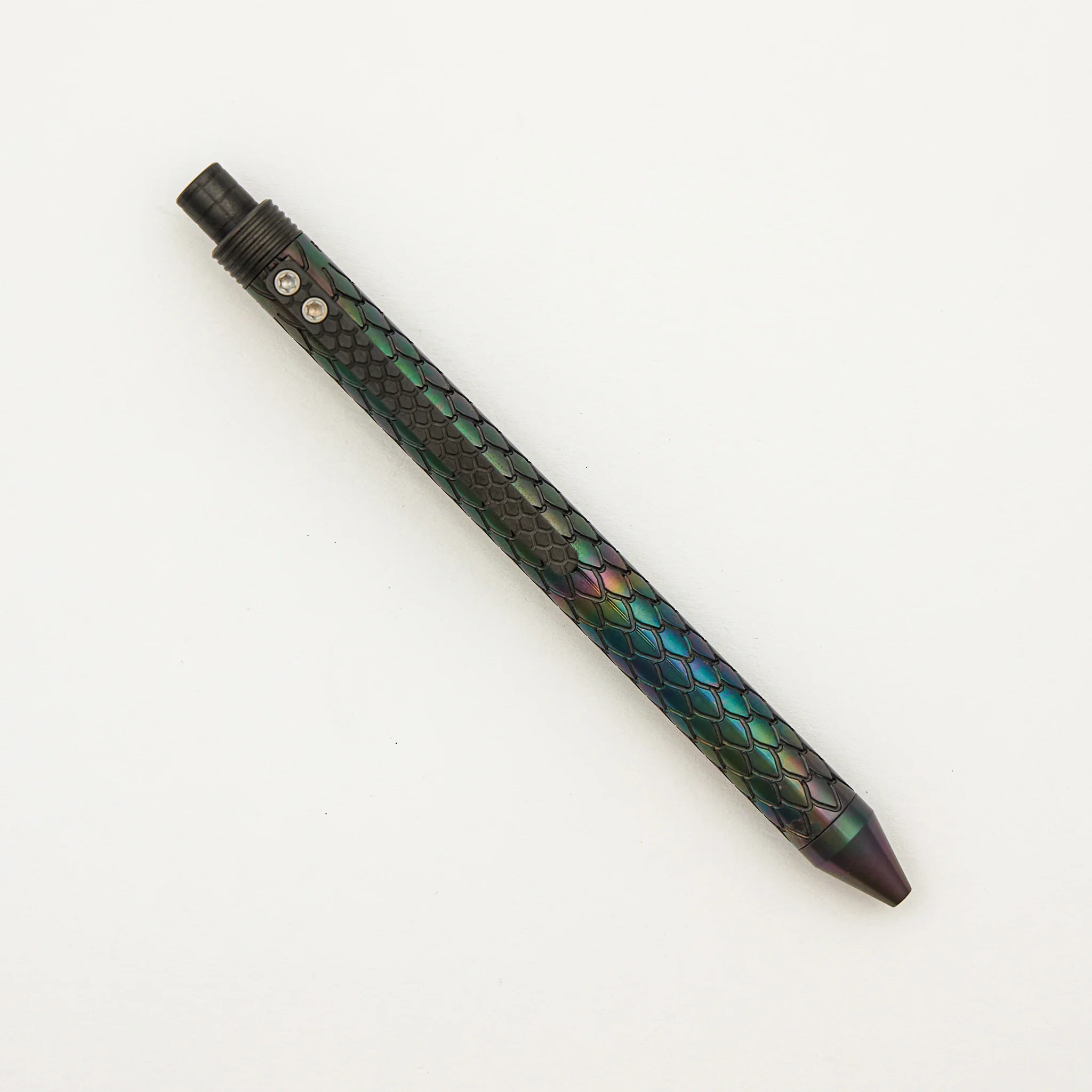 Cptn Axel Full Size TiClicker Pen - Reverse Tuxedo Oil Zirconium Dragon - Image 2
