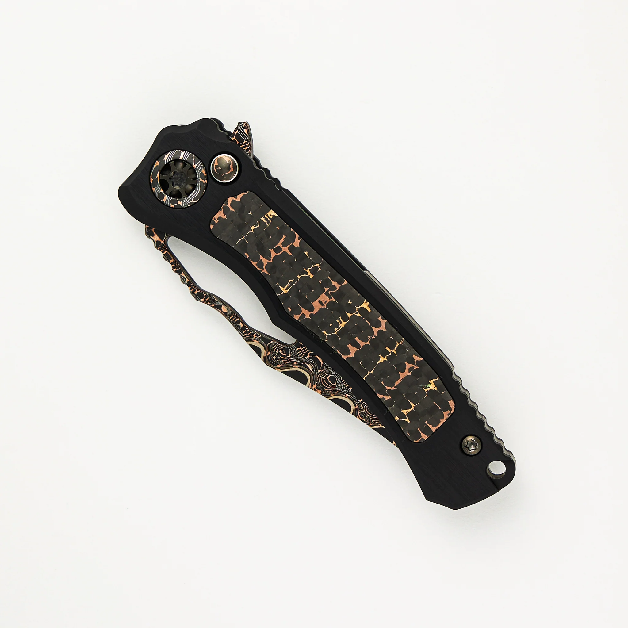 Custom Wraith V4 Manual - Bowie Edge Vegas Forge San Mai - Aluminum/Snake Skin Carbon Fiber Handle - S/N 24 of 25 - Image 3