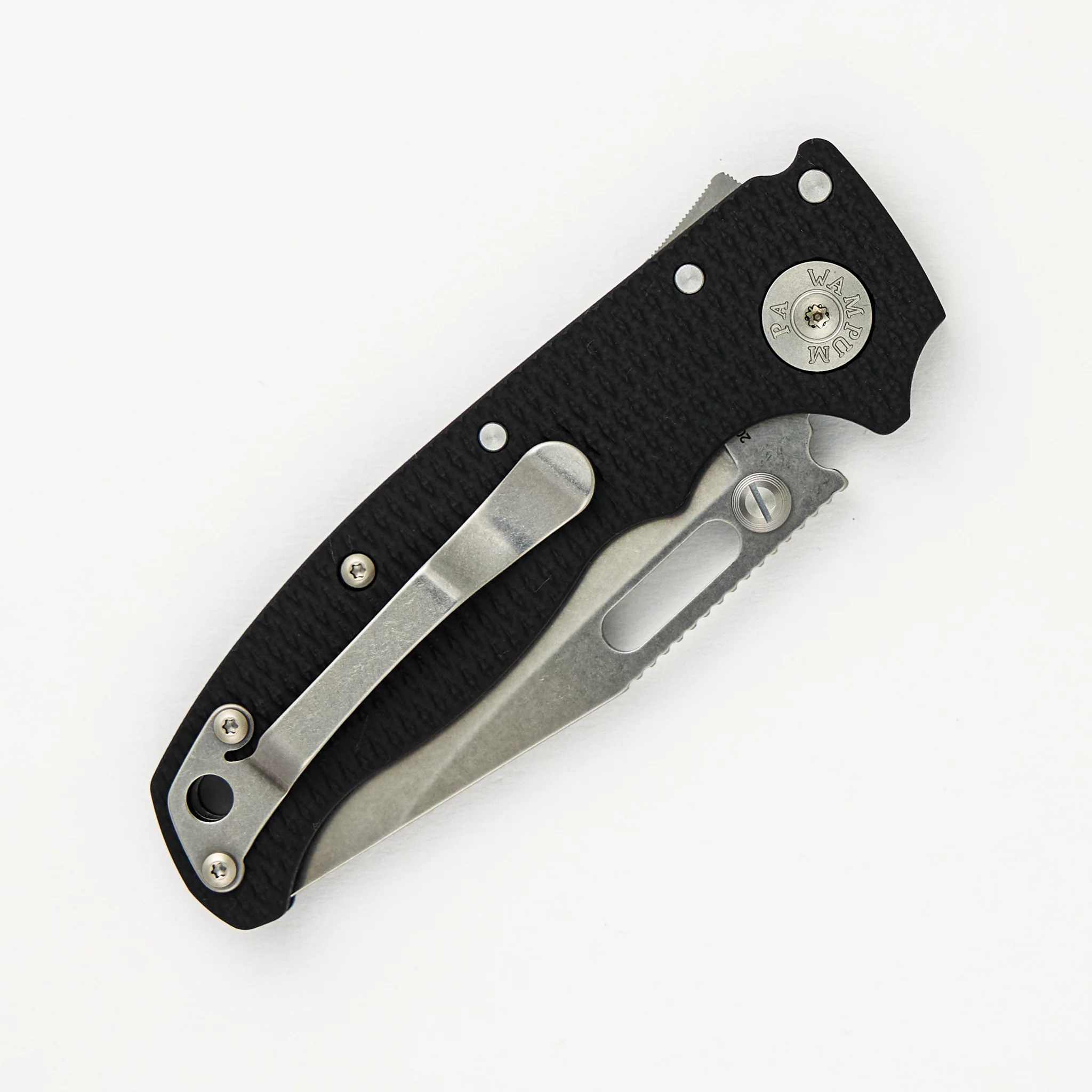 AD20.5 20CV Black G10 Handle Clip Point Stonewash Blade - Image 4