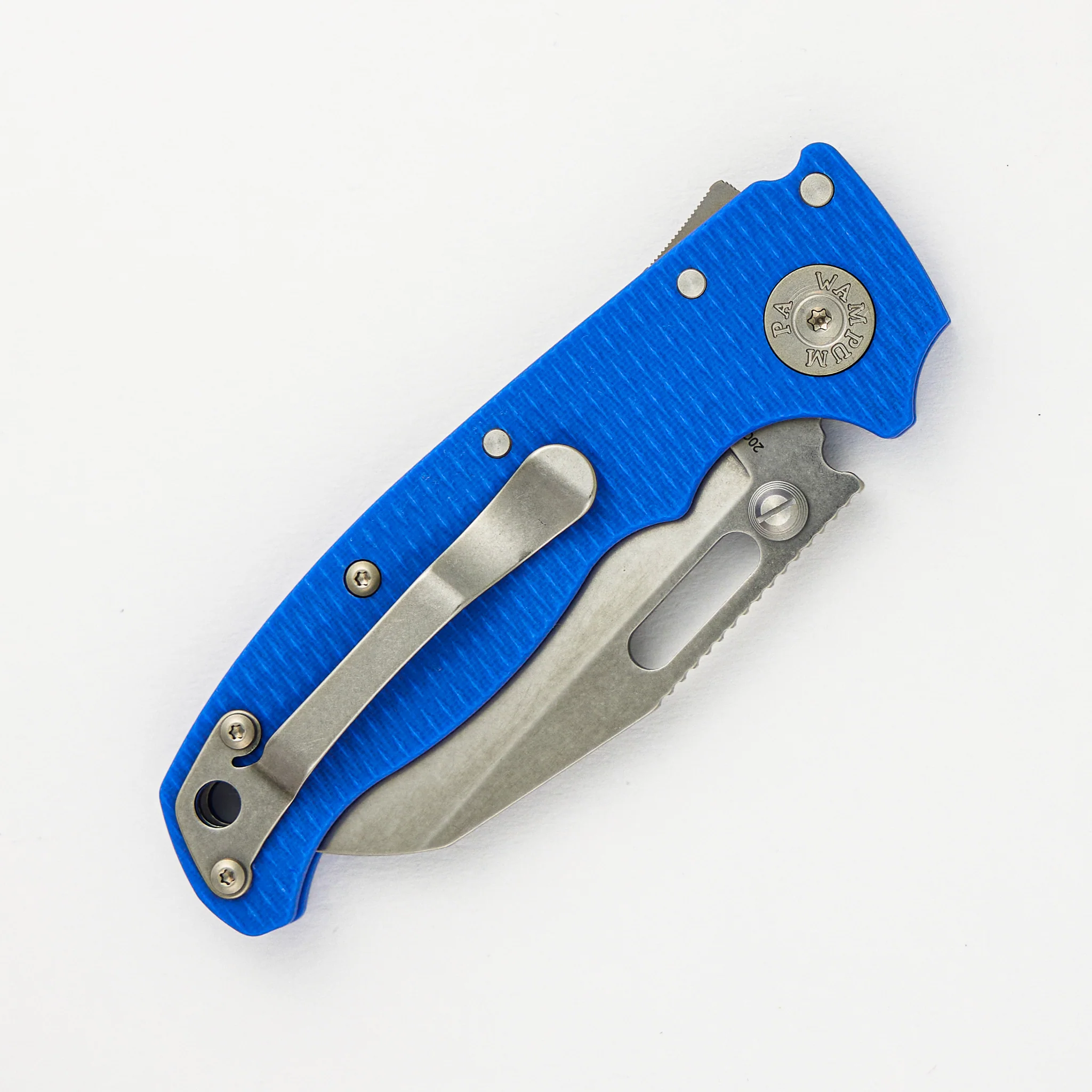 AD20.5 20CV Blue G10 Handle Shark Foot Stonewash Blade - Image 4