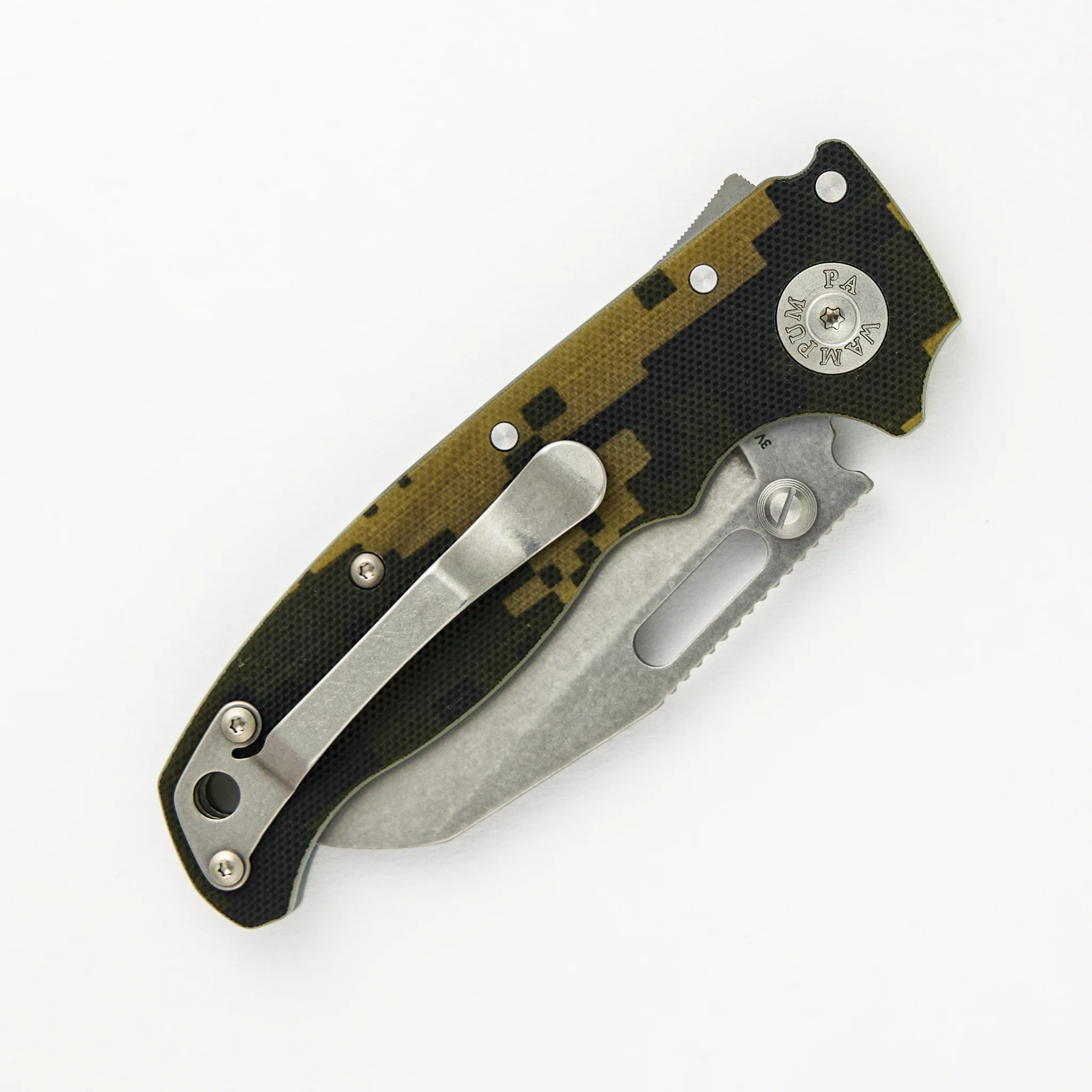 AD20.5 3V Digi Camo G10 Handle Shark Foot Stonewash Blade - Image 4