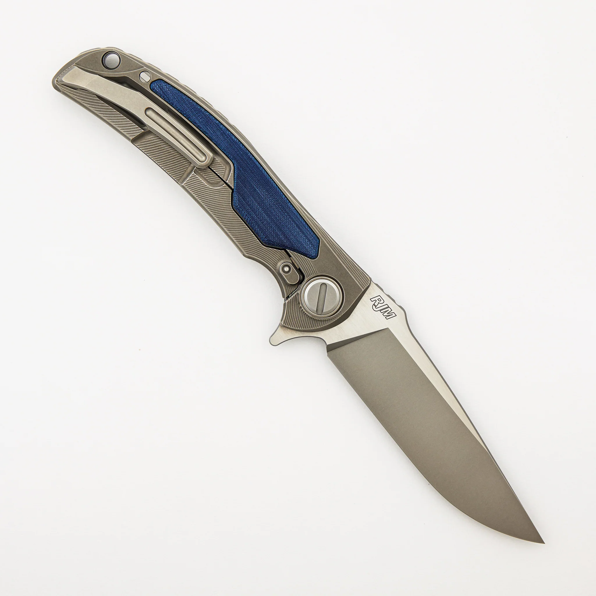 Denim Overkill - S90V Blade - Titanium Handle W/ Jeans Micarta Inlays - SRRBS (RJ Martin Design) - Image 2