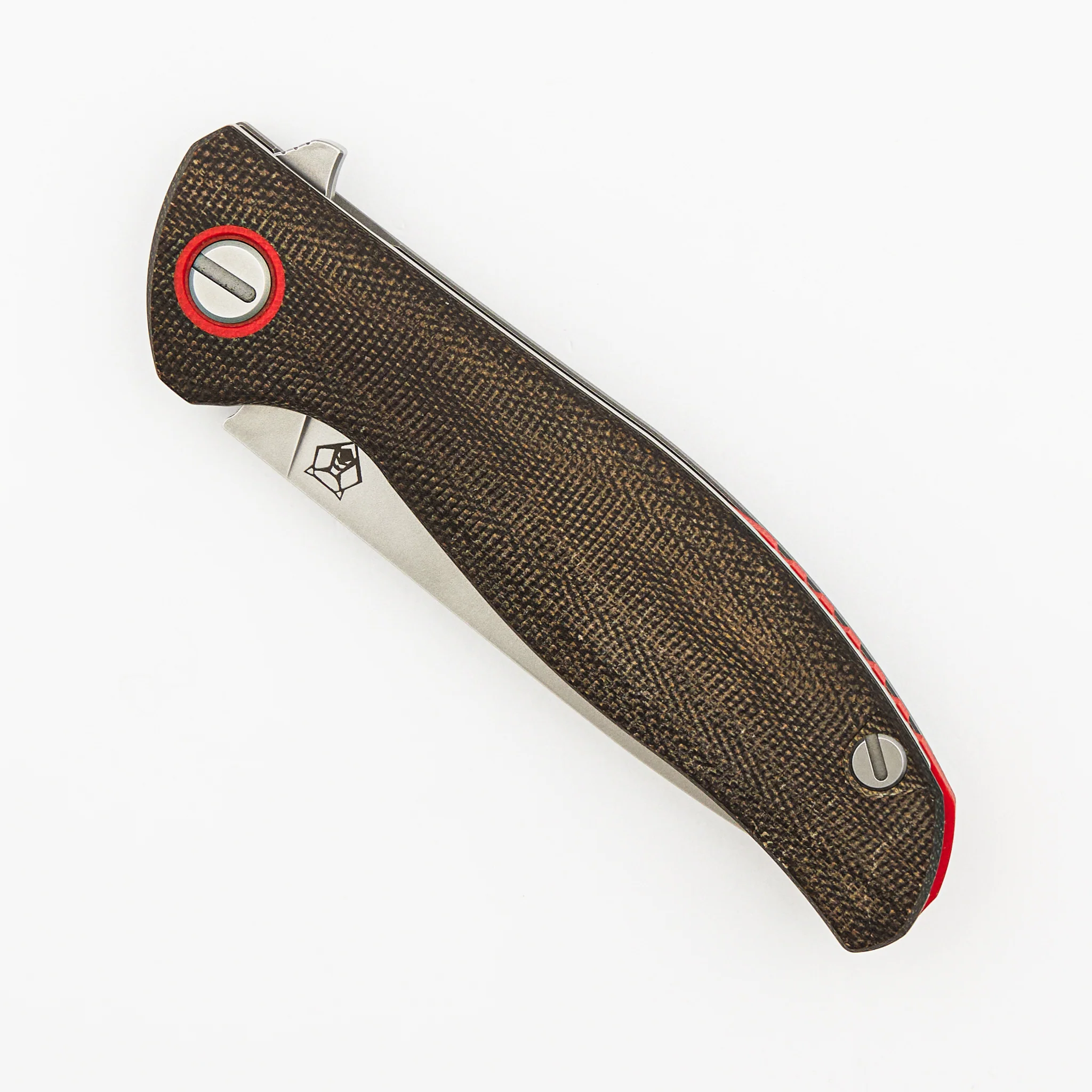 F3 - Elmax Blade - Green Canvas Micarta Handle - Orange G10 Accents - SRB - Image 3