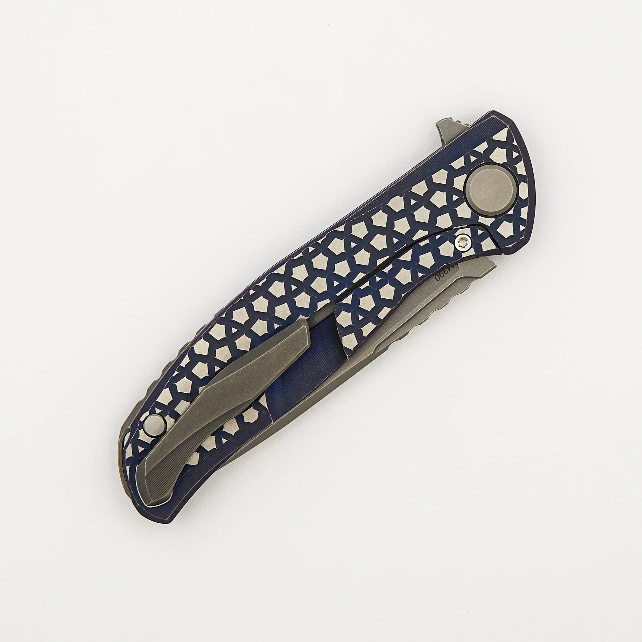 F95 Bear Pattern - Purple Titanium Handle - M390 Blade - MRBS - Image 4