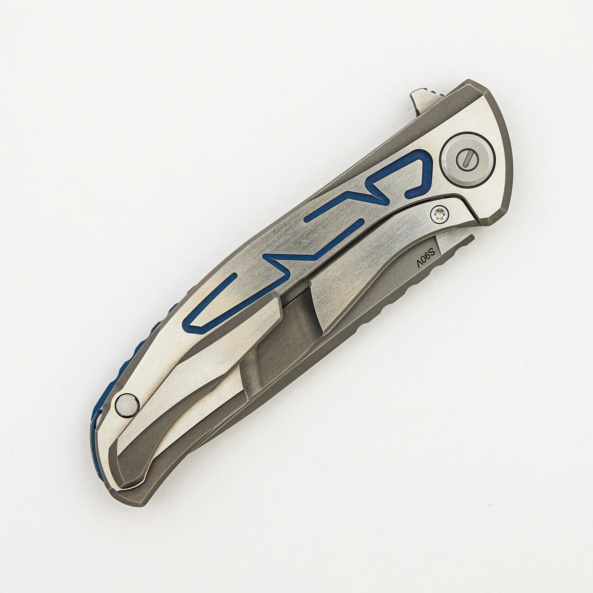 F95 Braces - S90V Blade - Titanium Handle - Blue Accents - Washers - Image 4