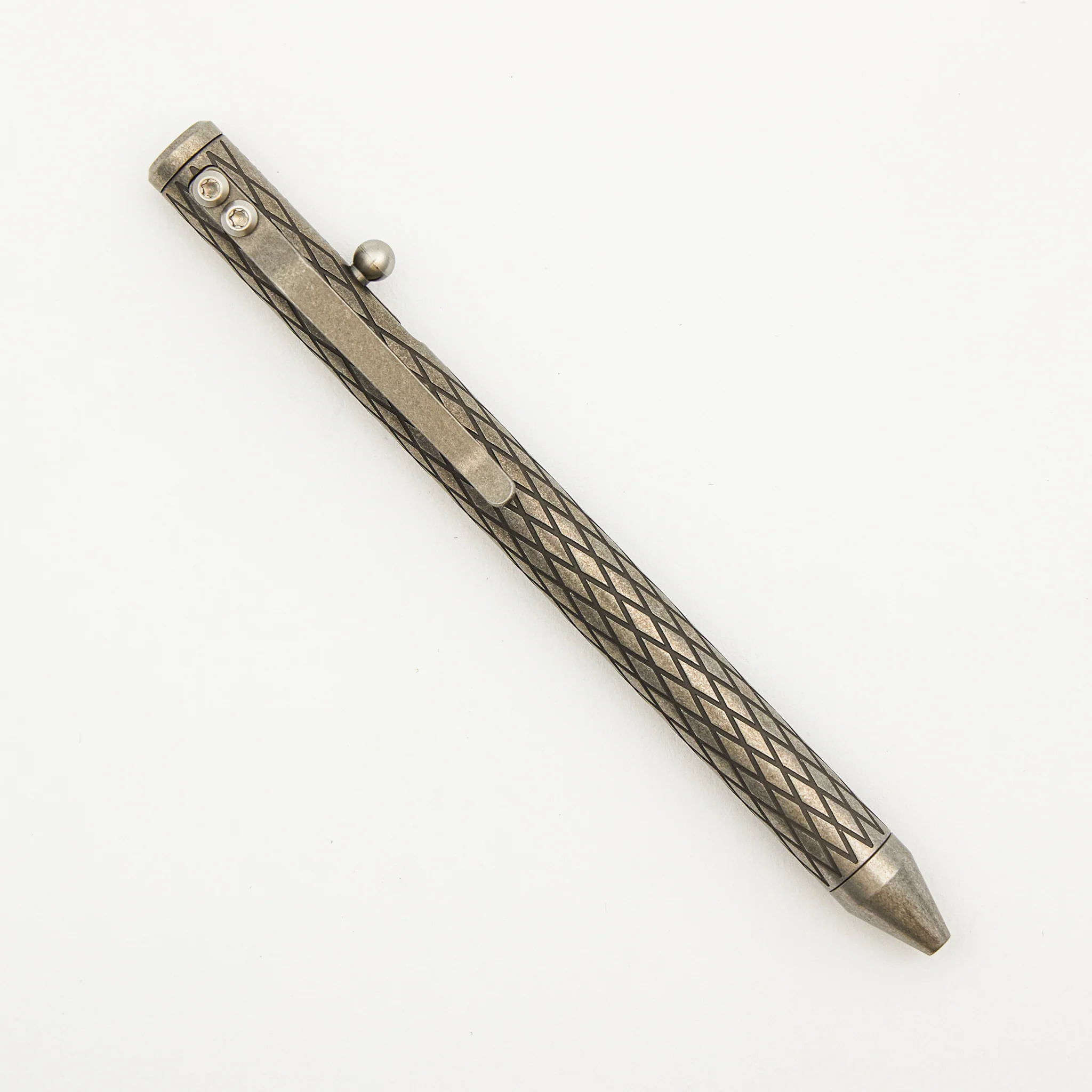Full Size TiBolt Pen - Titanium Stonewashed Diamond Pattern - Image 2