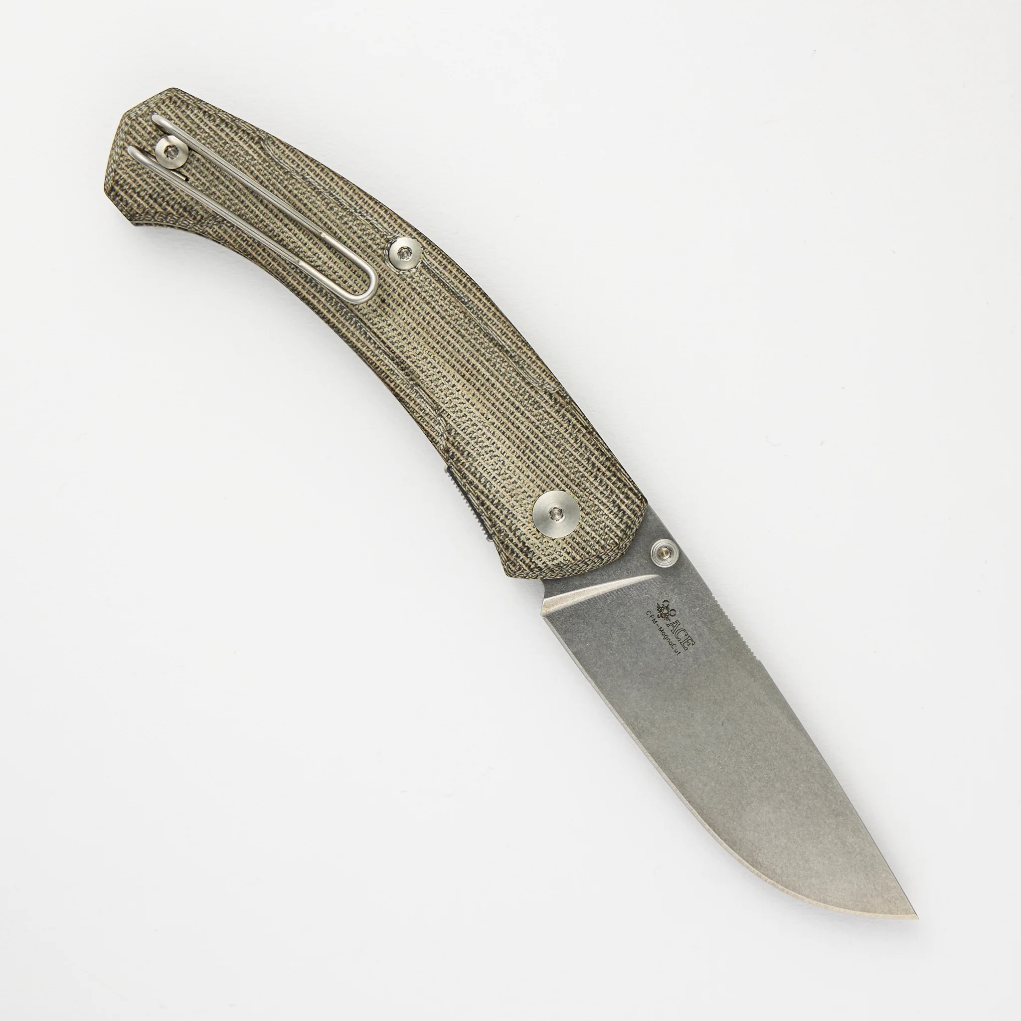 ACE Iona V2 - Green Linen Micarta - Stonewashed - Image 2