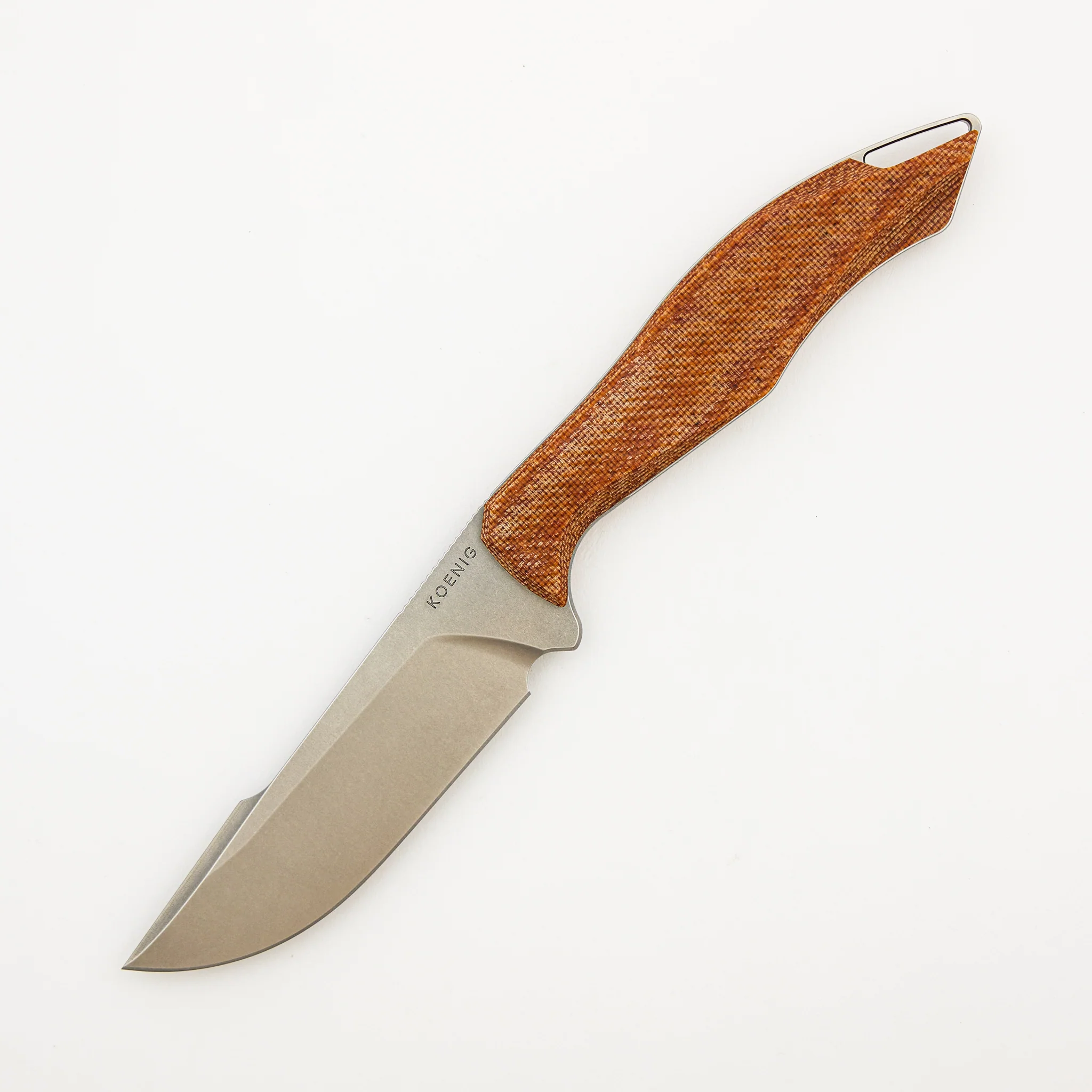 Helo - Tan Canvas Patterned Micarta Handle - Brightwashed MagnaCut Blade