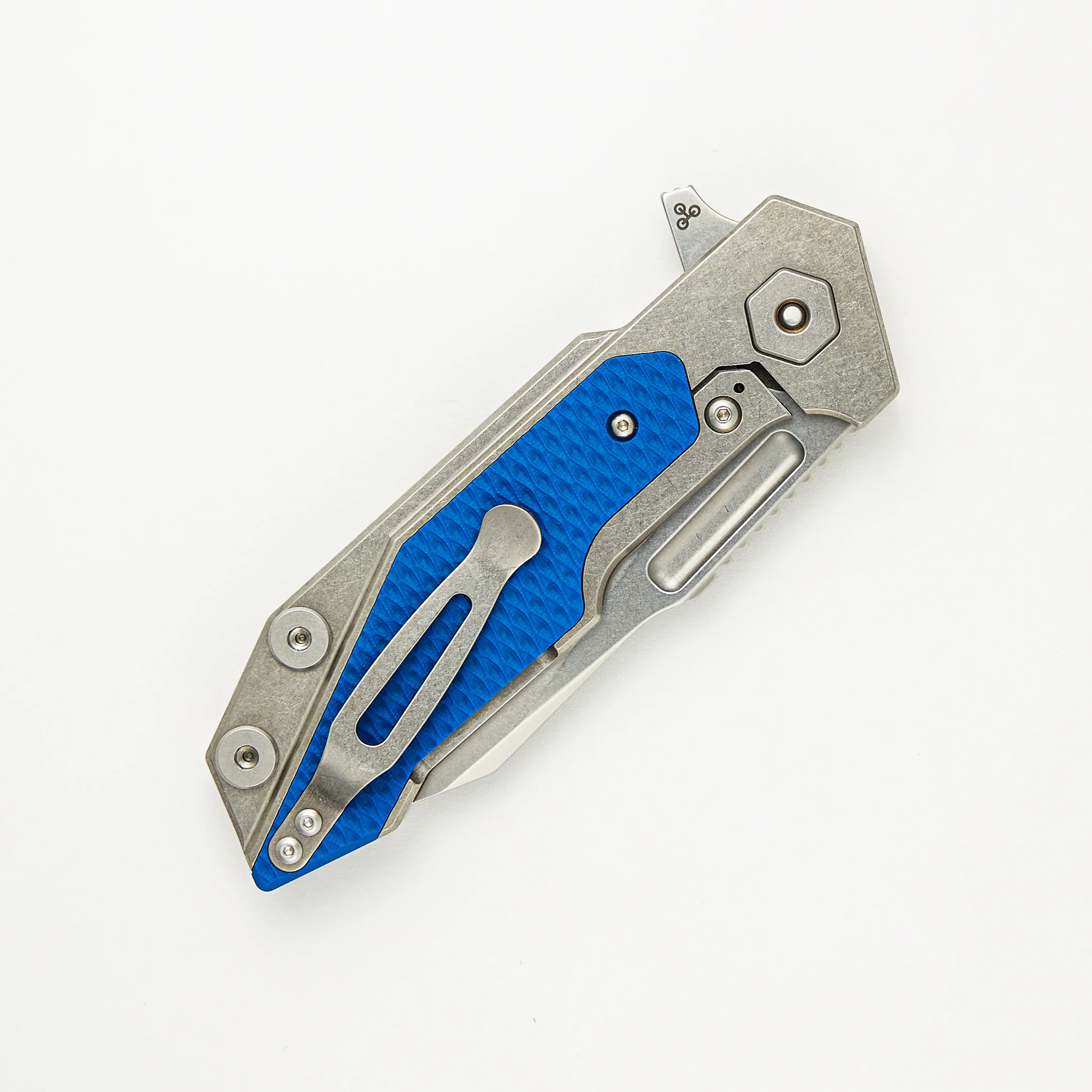 Fulltrack - Wharncliffe S45VN Blade - Tri-Way - Stonewash - Blue G10 - Image 4