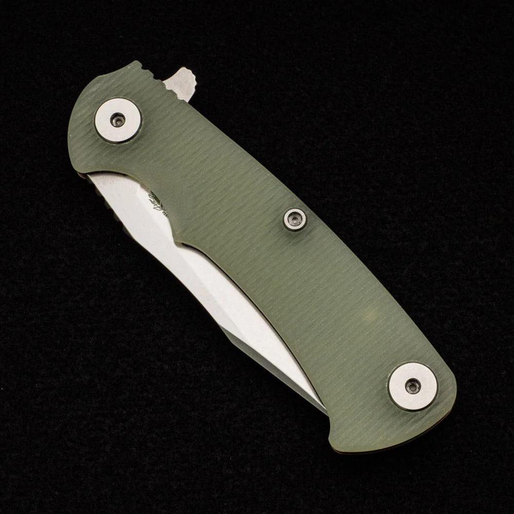 Project X - Stonewash - Bronze - Clip Point - Translucent Green G10 Scale - Image 4
