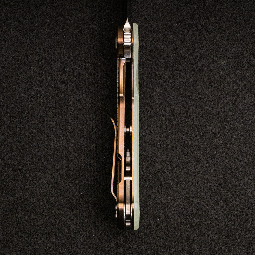 Project X - Stonewash - Bronze - Clip Point - Translucent Green G10 Scale - Image 7