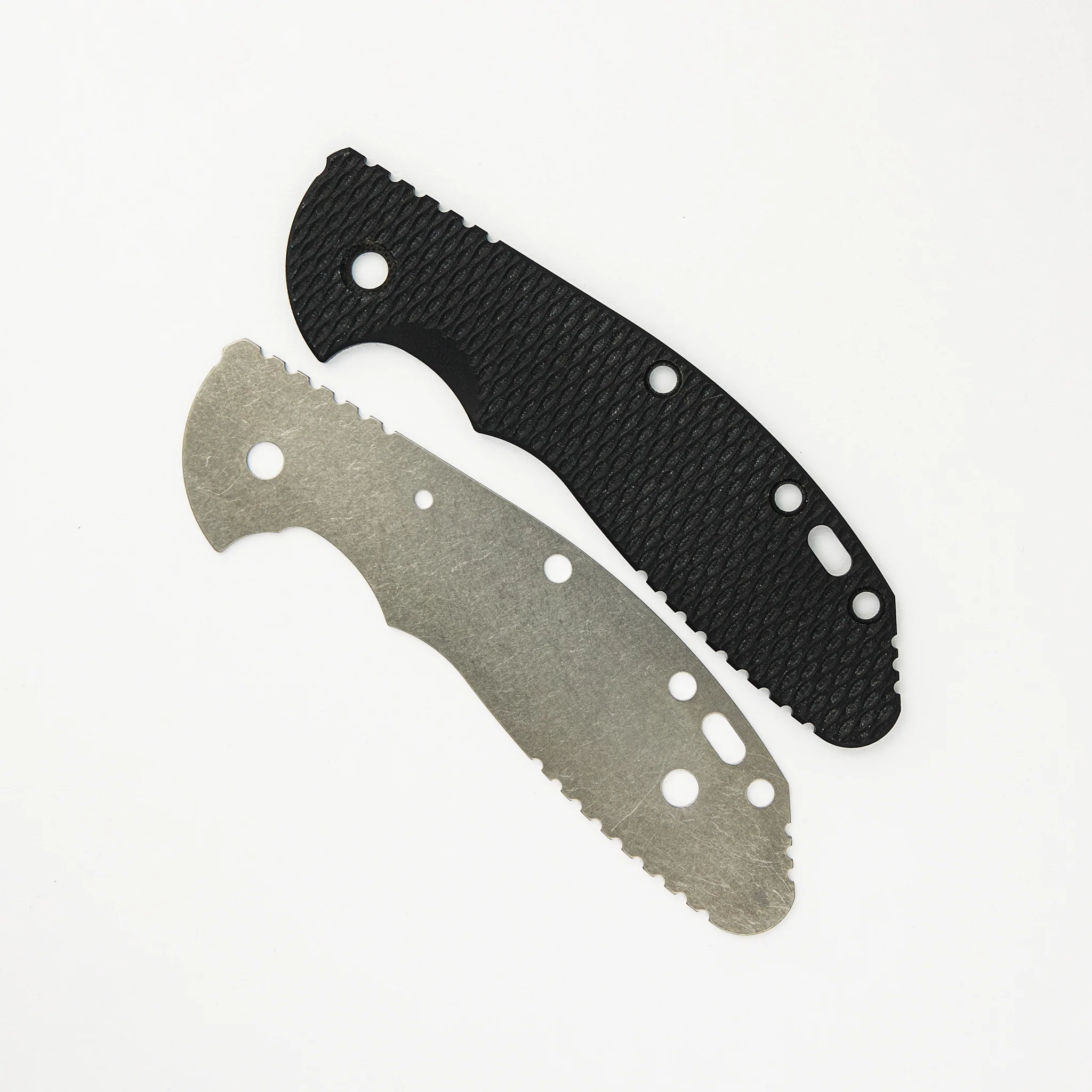 XM-24 4.0" Swedged Spear Tri-Way Stonewash Titanium Scales - Extra Black G10 Scales - Image 8
