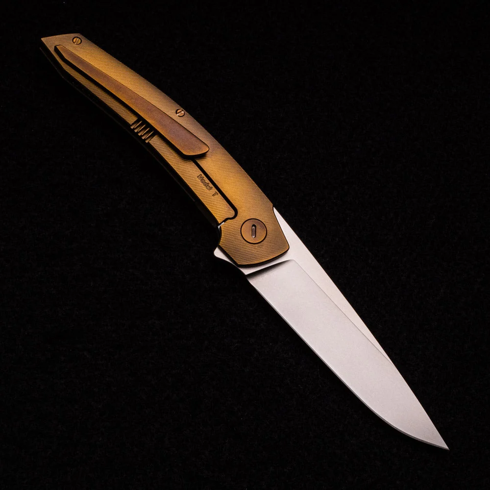 Model T – RWL-34 Blade – Bronze TI W- Bronze – Black Micarta Inlay - Image 2