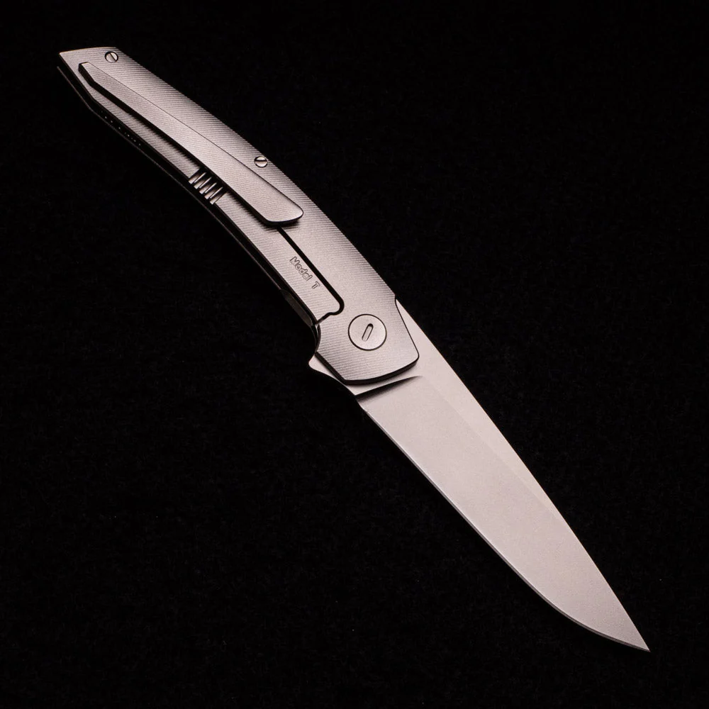 Model T – RWL-34 Blade – TI W- Silver – Black Micarta Inlay - Image 2