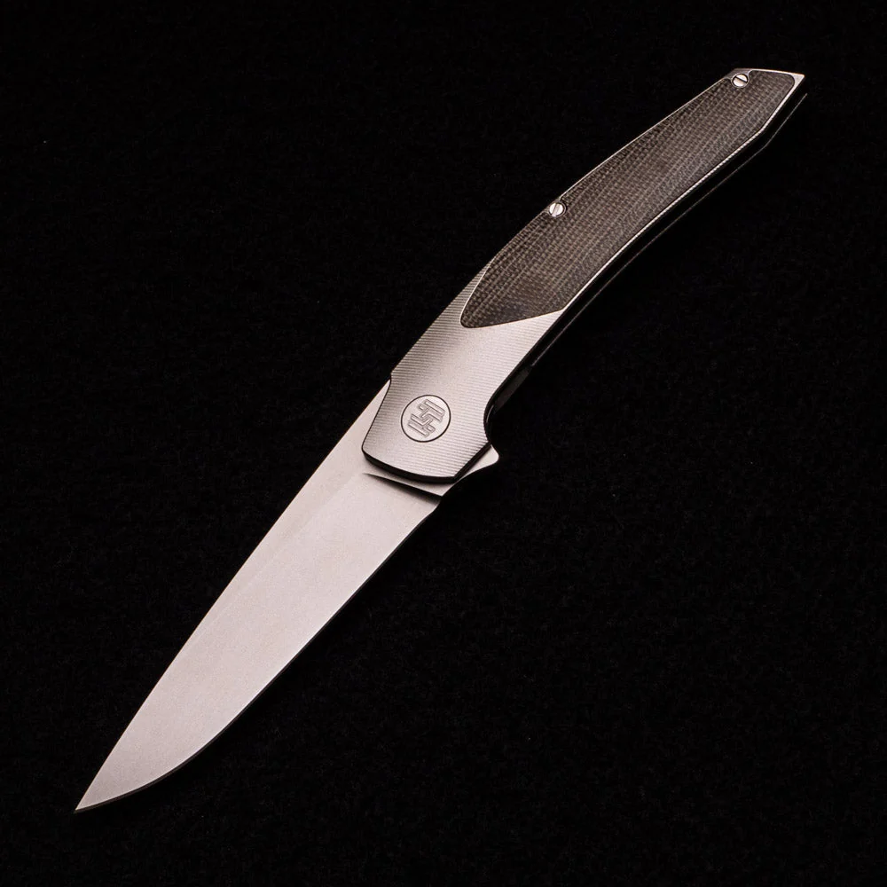 Model T – RWL-34 Blade – TI W- Silver – Green Micarta Inlay