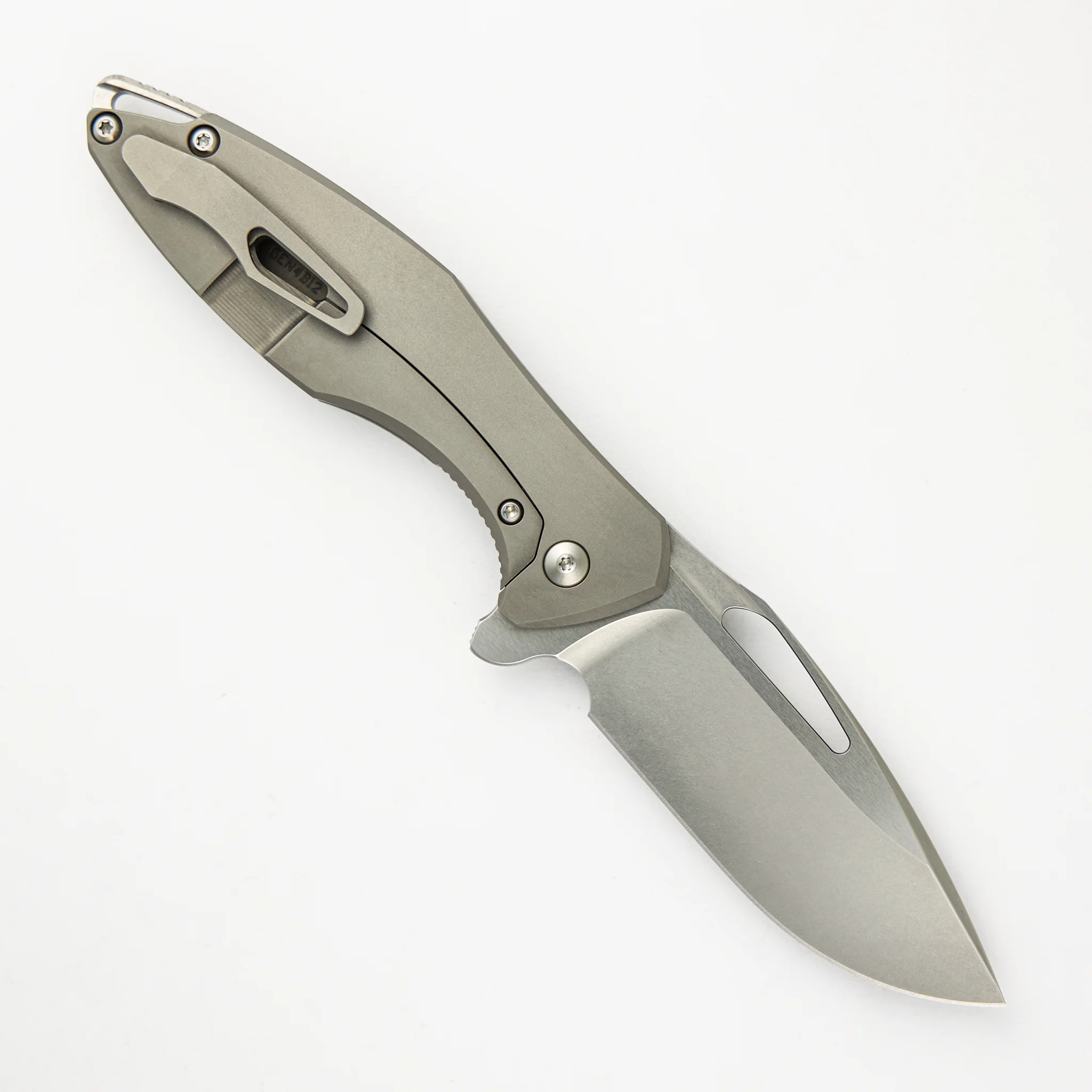 Arius - Titanium Handle - M390 Burnished W/ Polished Flats Blade - Image 2