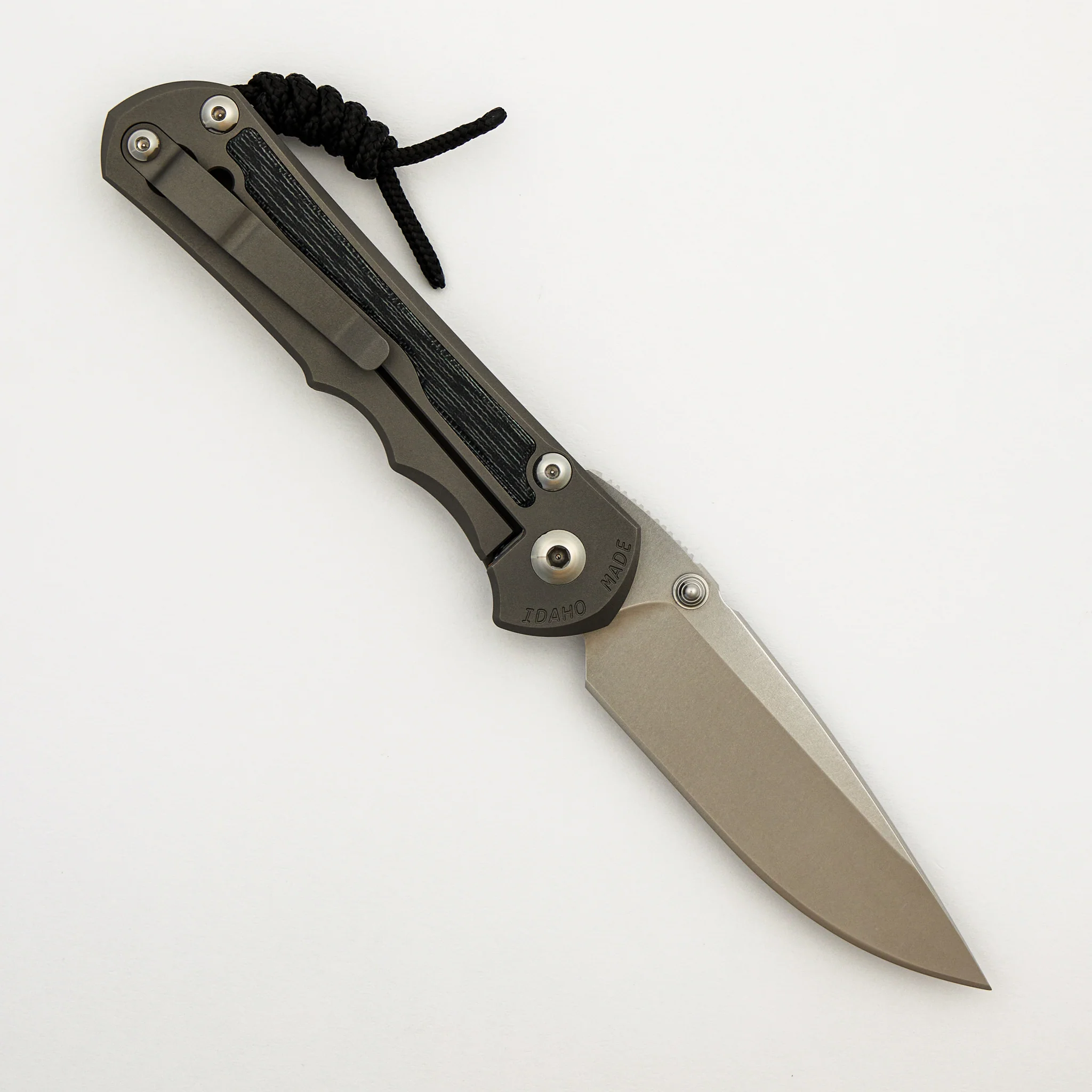 Large Inkosi - Black Canvas Micarta Inlay - Drop Point CPM MagnaCut Blade - Glass Blasted - Image 2
