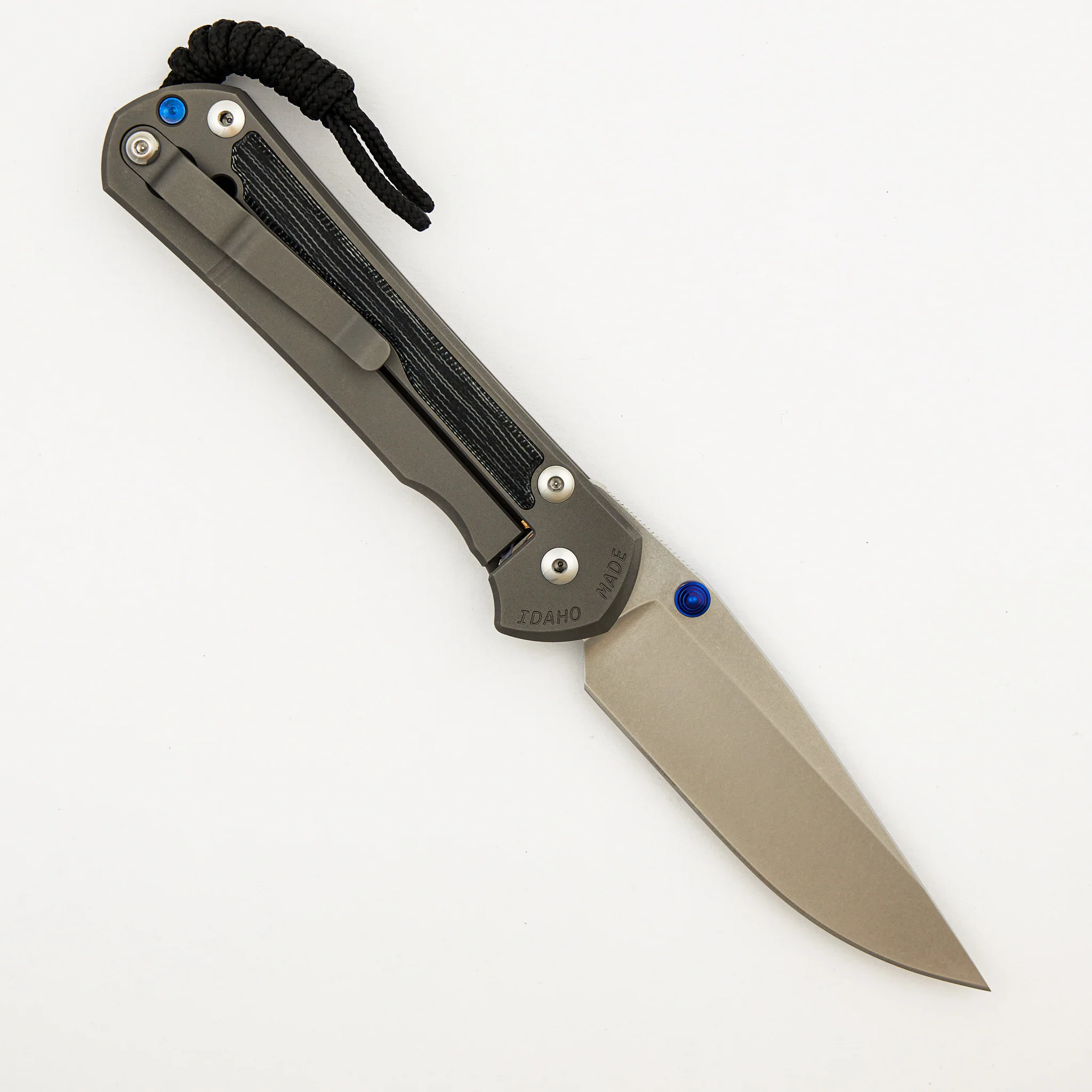 Large Sebenza 31 - Black Canvas Micarta Inlay - Drop Point CPM MagnaCut Blade - Glass Blasted - Blue Double Thumb Lugs - Image 2