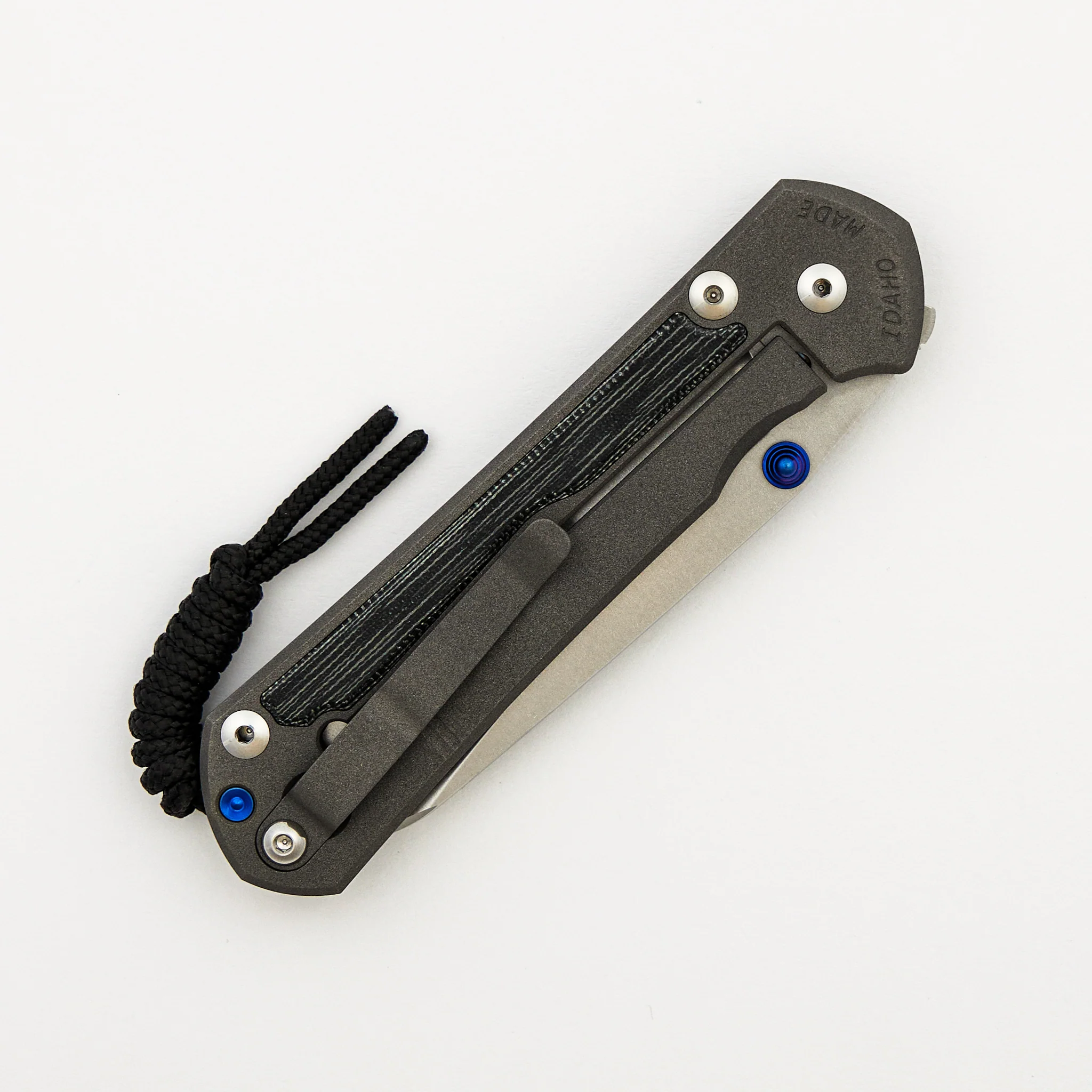 Large Sebenza 31 - Black Canvas Micarta Inlay - Insingo CPM MagnaCut Blade - Blue Double Thumb Lugs - Image 4