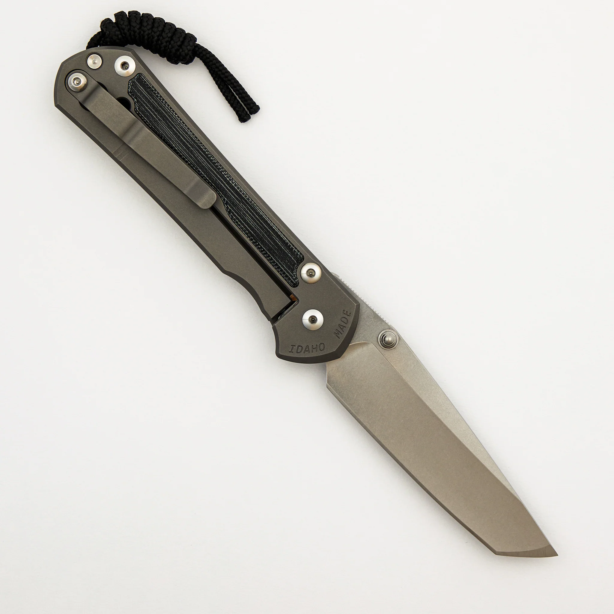 Large Sebenza 31 Black Canvas Micarta Inlay - Tanto CPM MagnaCut Blade - Glass Blasted - Silver Double Thumb Lugs - Image 2