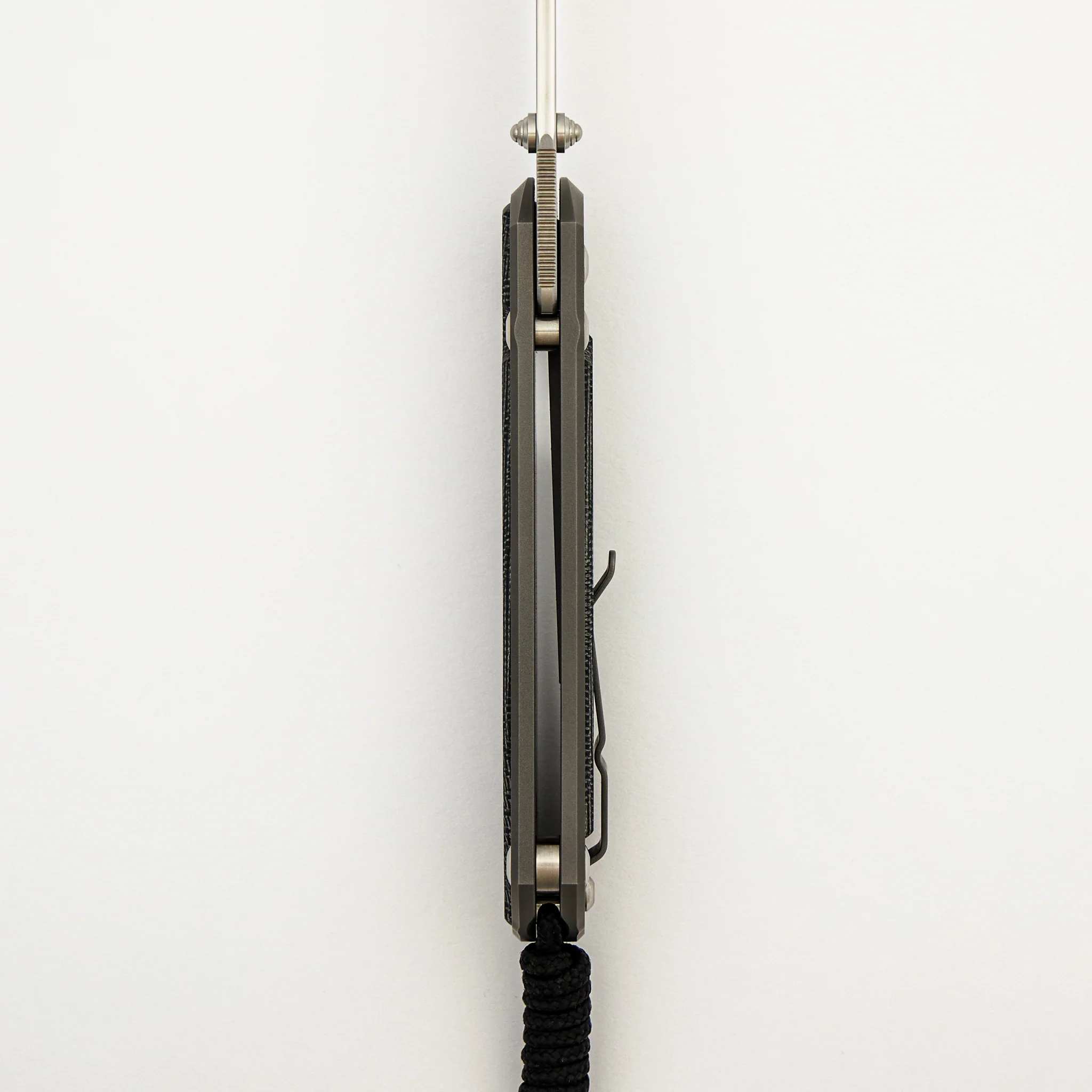 Large Sebenza 31 Black Canvas Micarta Inlay - Tanto CPM MagnaCut Blade - Glass Blasted - Silver Double Thumb Lugs - Image 7