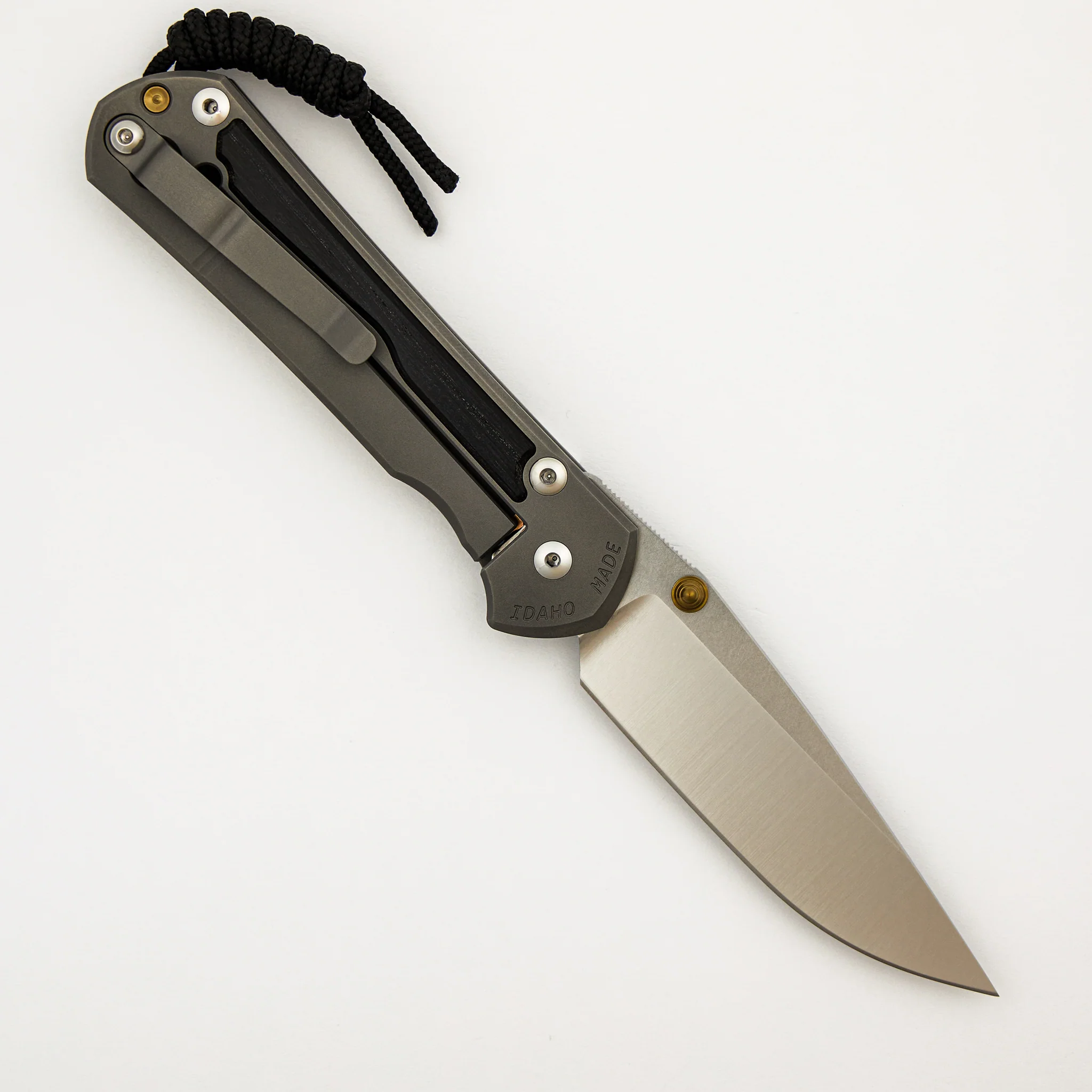 Large Sebenza 31 - Bog Oak Inlay - Drop Point Polished CPM MagnaCut Blade - Gold Double Thumb Lugs - Image 16