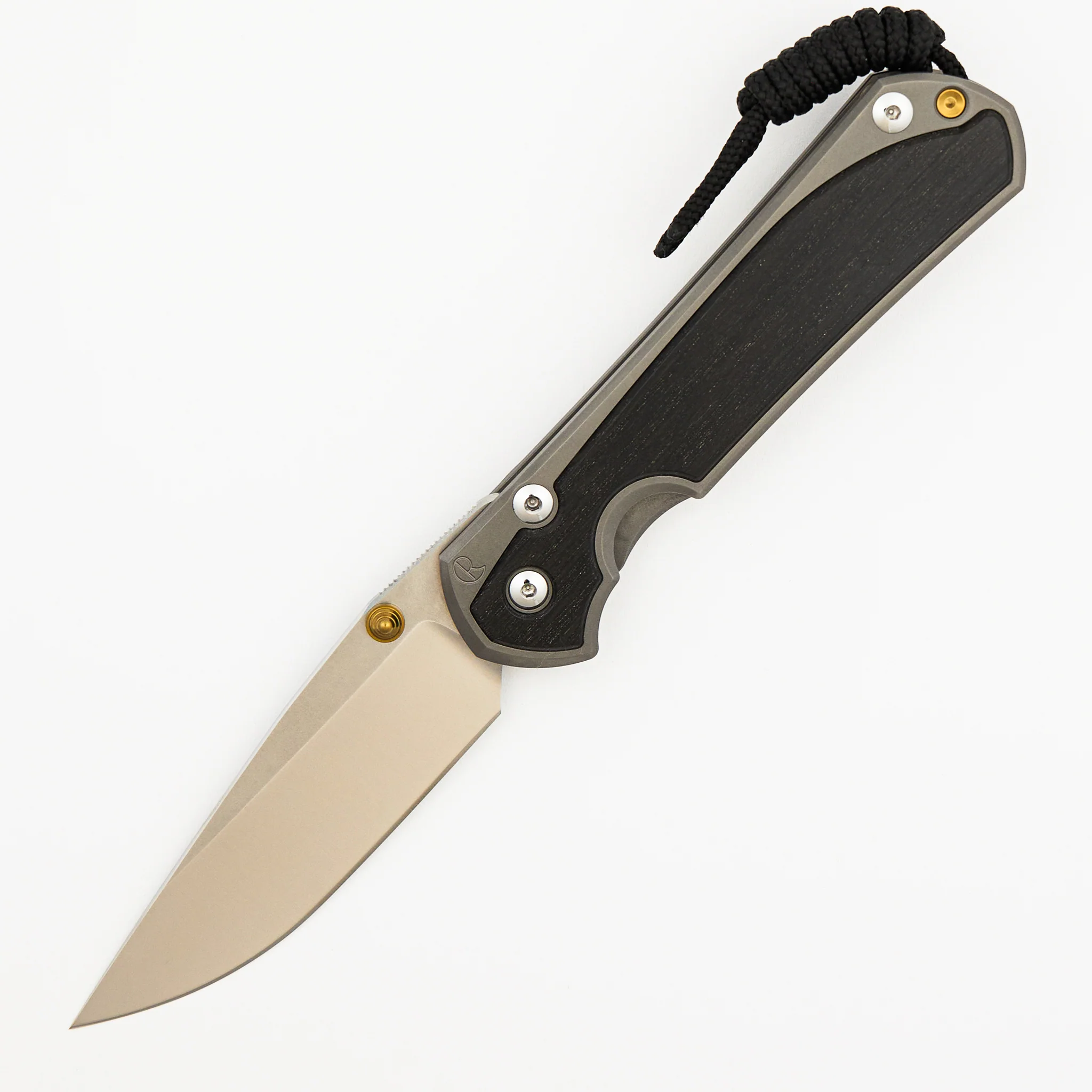 Large Sebenza 31 - Bog Oak Inlay - Drop Point Polished CPM MagnaCut Blade - Gold Single Thumb Lug - Image 29