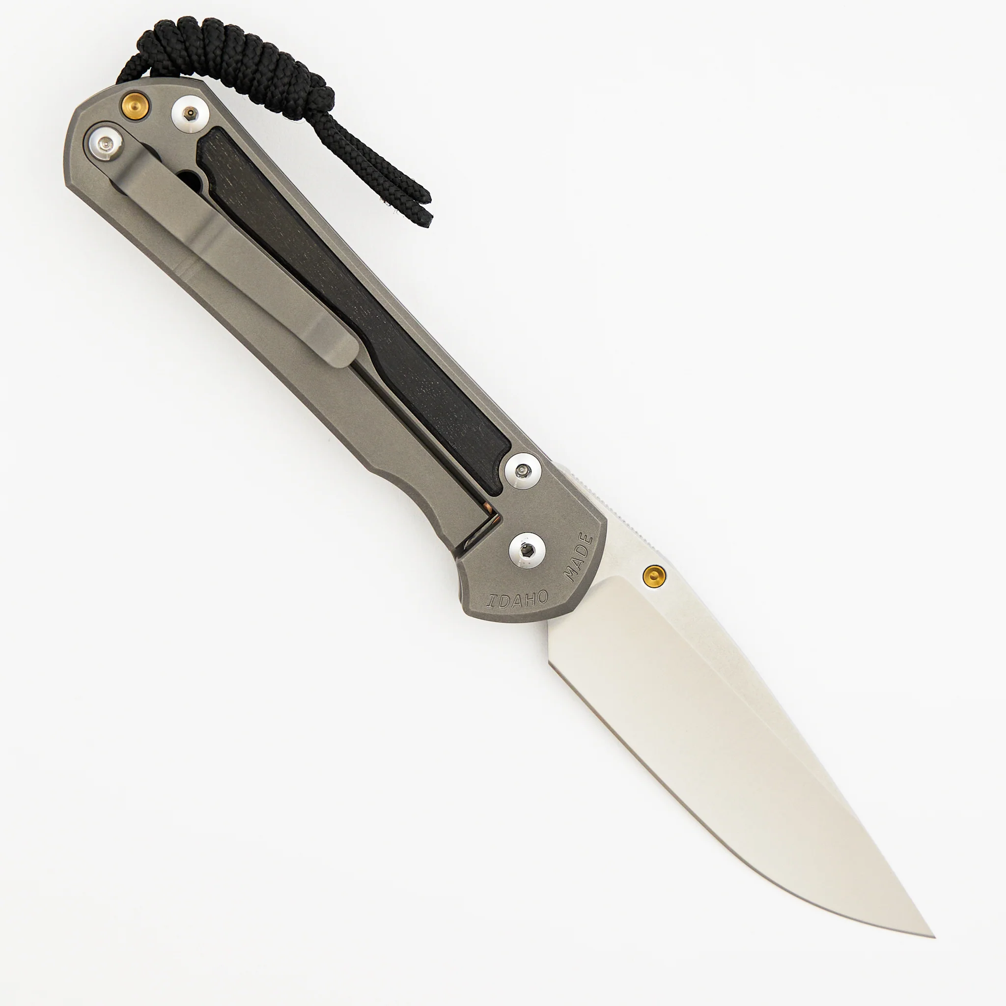 Large Sebenza 31 - Bog Oak Inlay - Drop Point Polished CPM MagnaCut Blade - Gold Single Thumb Lug - Image 37