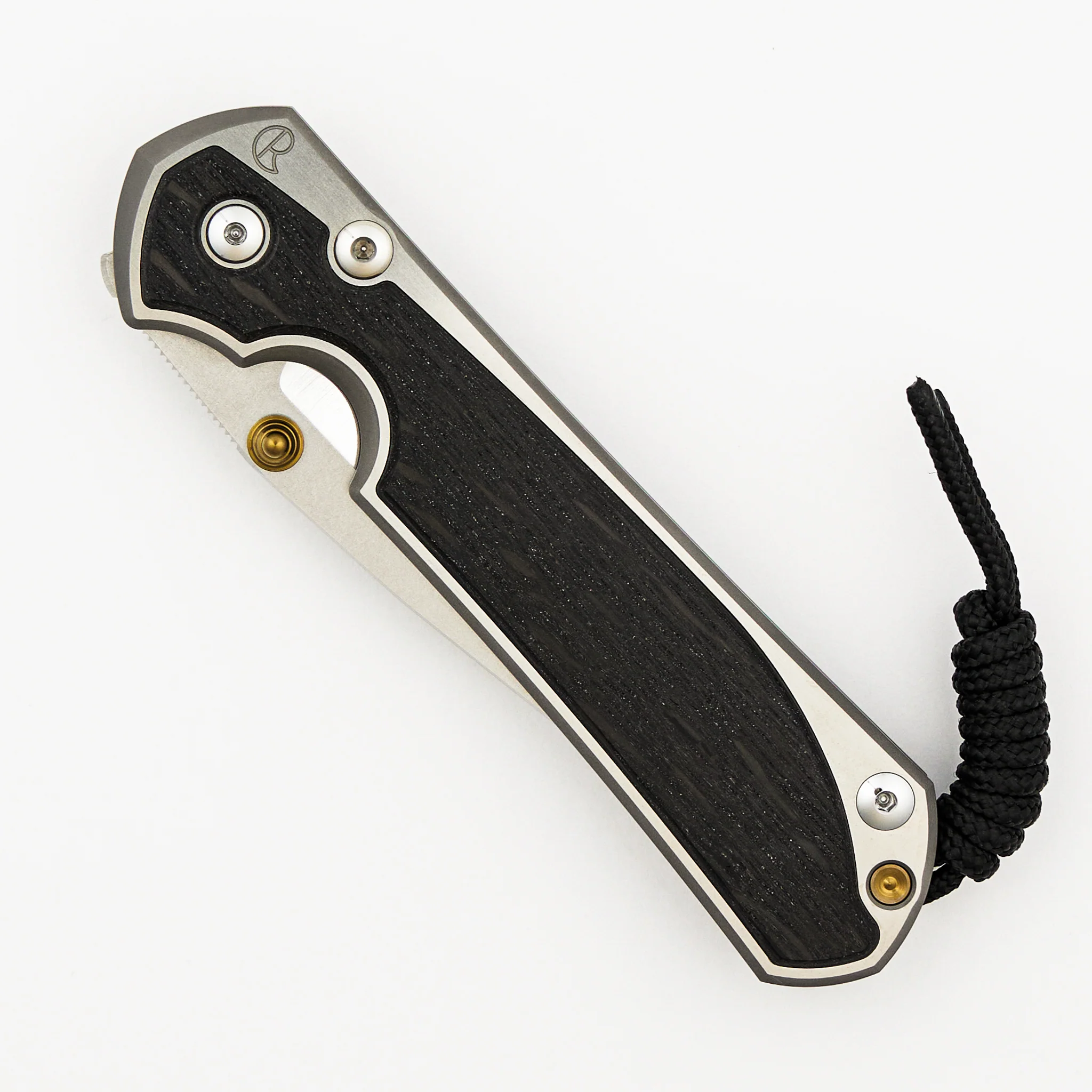 Large Sebenza 31 - Bog Oak Inlay - Polished Drop Point CPM MagnaCut Blade - Gold Double Thumb Lugs - Image 10