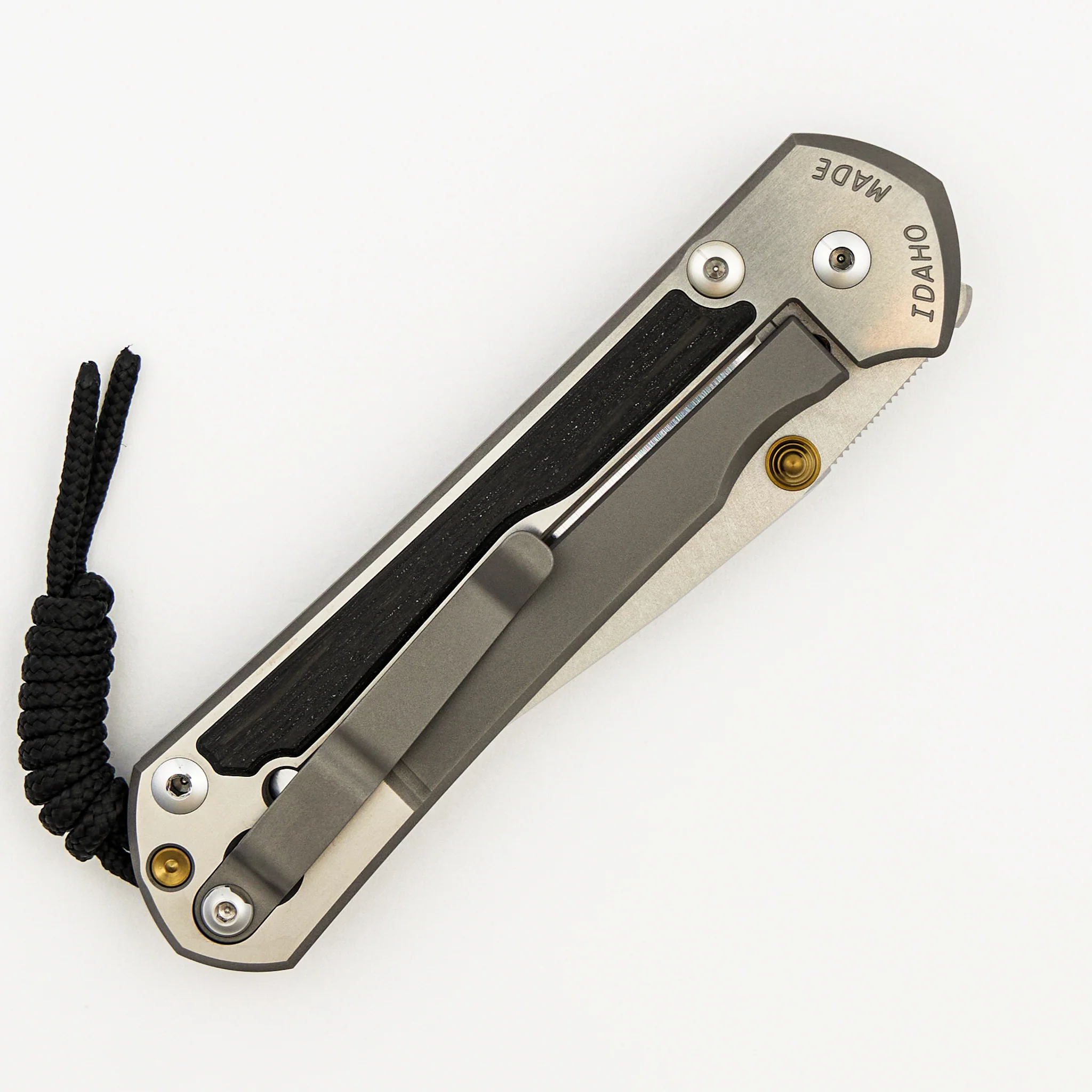 Large Sebenza 31 - Bog Oak Inlay - Polished Drop Point CPM MagnaCut Blade - Gold Double Thumb Lugs - Image 11