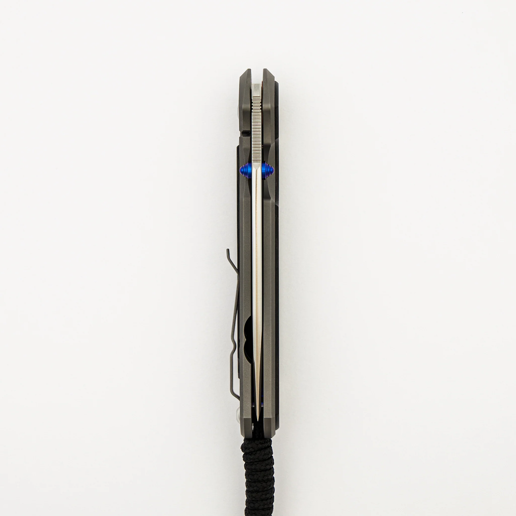 Large Sebenza 31 - Bog Oak Inlay - Tanto CPM MagnaCut Blade - Blue Double Thumb Lugs - Image 33
