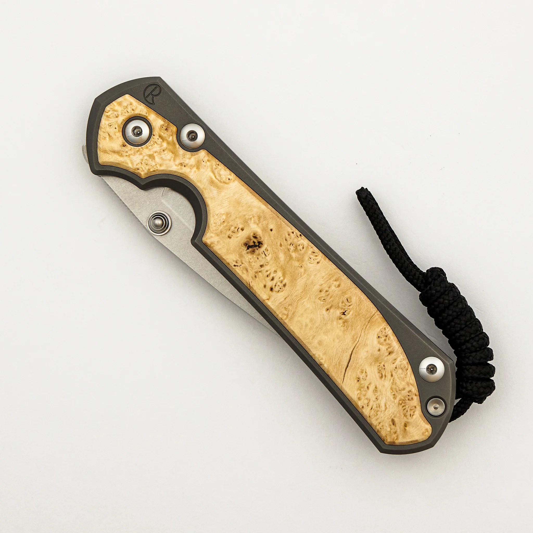 Large Sebenza 31 - Box Elder Inlay - Drop Point CPM MagnaCut Blade - MIM Clip - Silver Double Thumb Lugs - Image 31