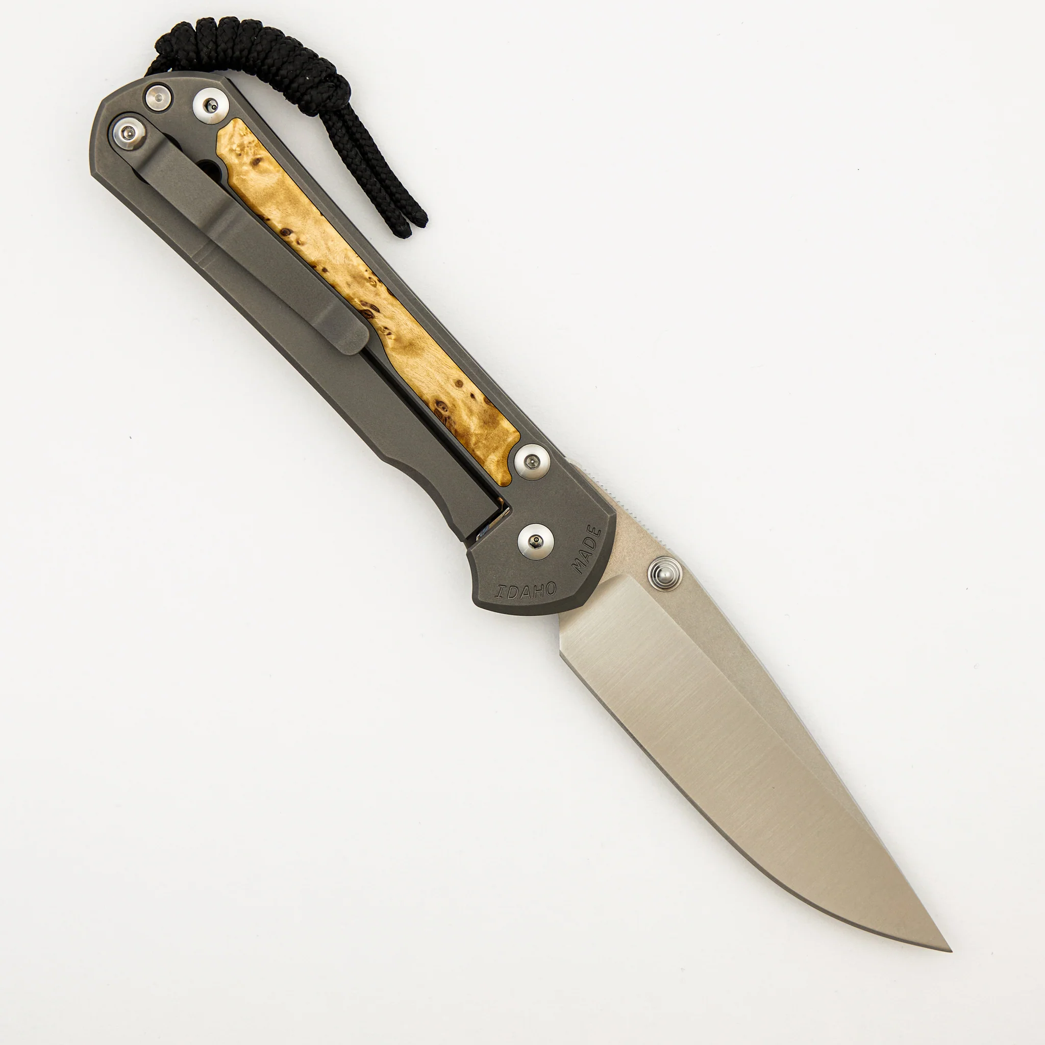 Large Sebenza 31 - Box Elder Inlay - Drop Point Polished CPM MagnaCut Blade - Silver Double Thumb Lugs - Image 16