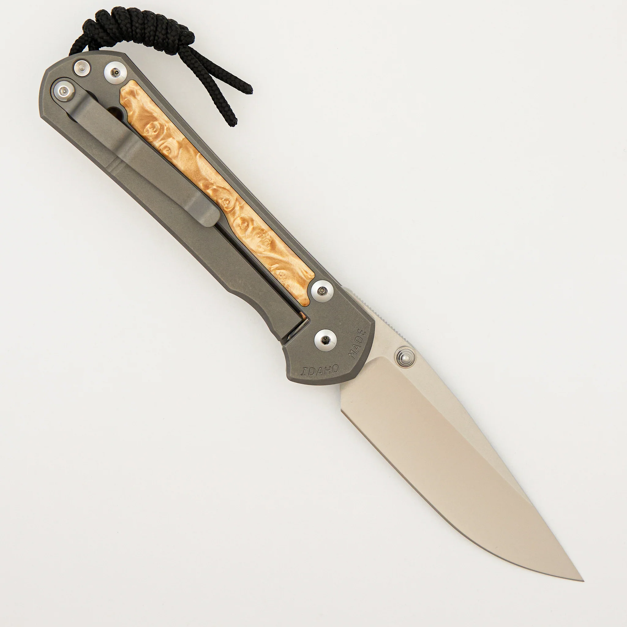 Large Sebenza 31 - Box Elder Inlay - Drop Point Polished CPM MagnaCut Blade - Silver Double Thumb Lugs - Image 9