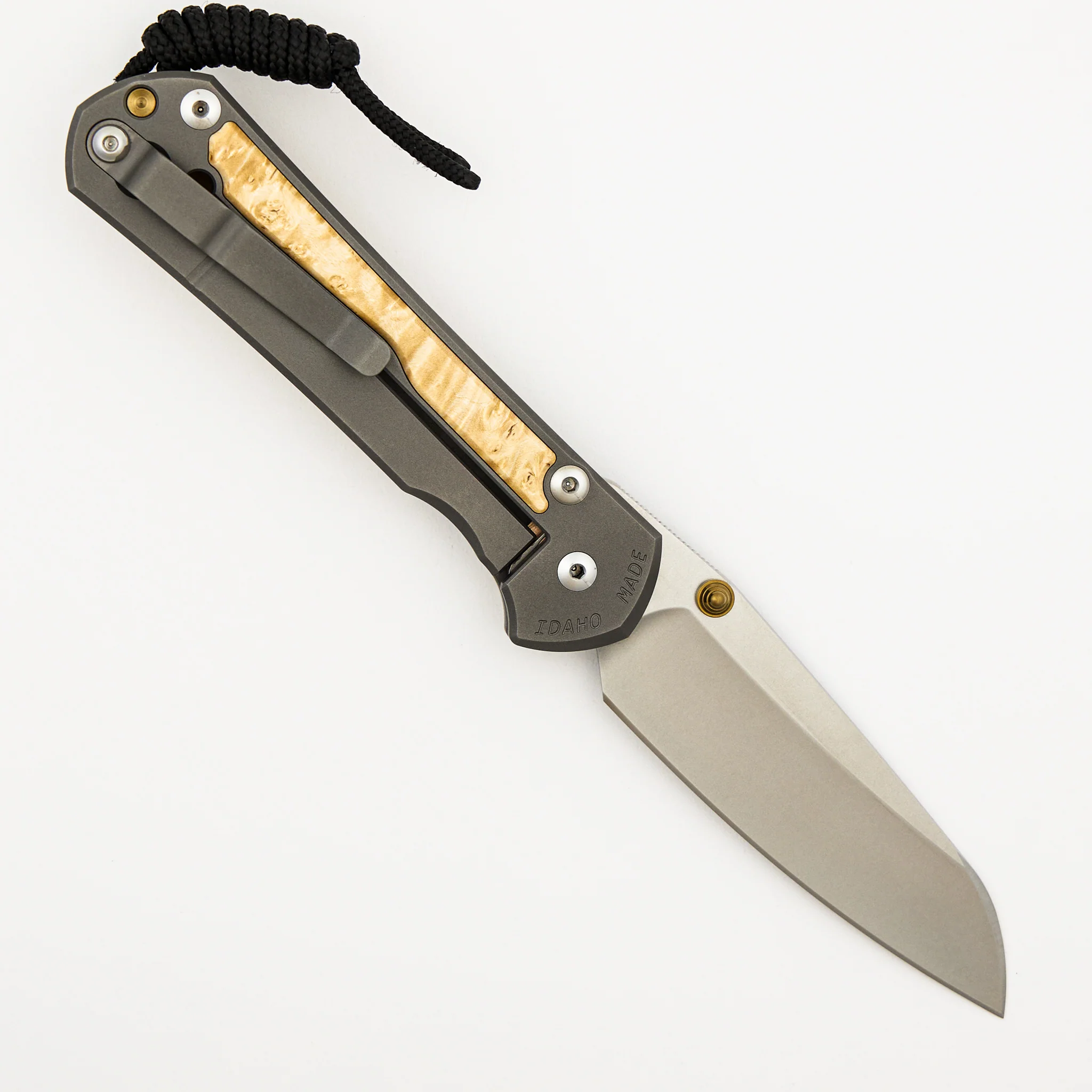Large Sebenza 31 Box Elder Inlay - Insingo CPM MagnaCut Blade - Gold Double Thumb Lugs - Image 9
