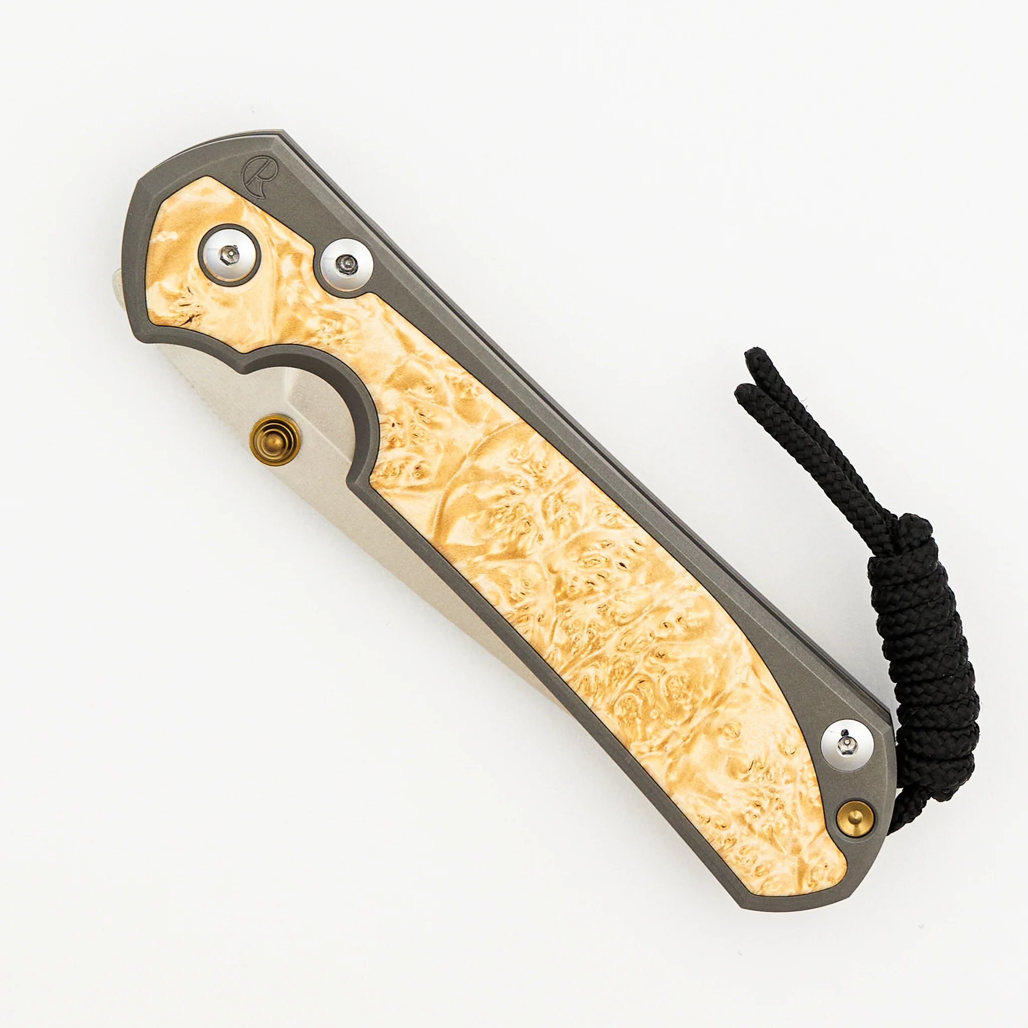 Large Sebenza 31 - Box Elder Inlay - Tanto CPM MagnaCut Blade - Gold Double Thumb Lugs - Image 17