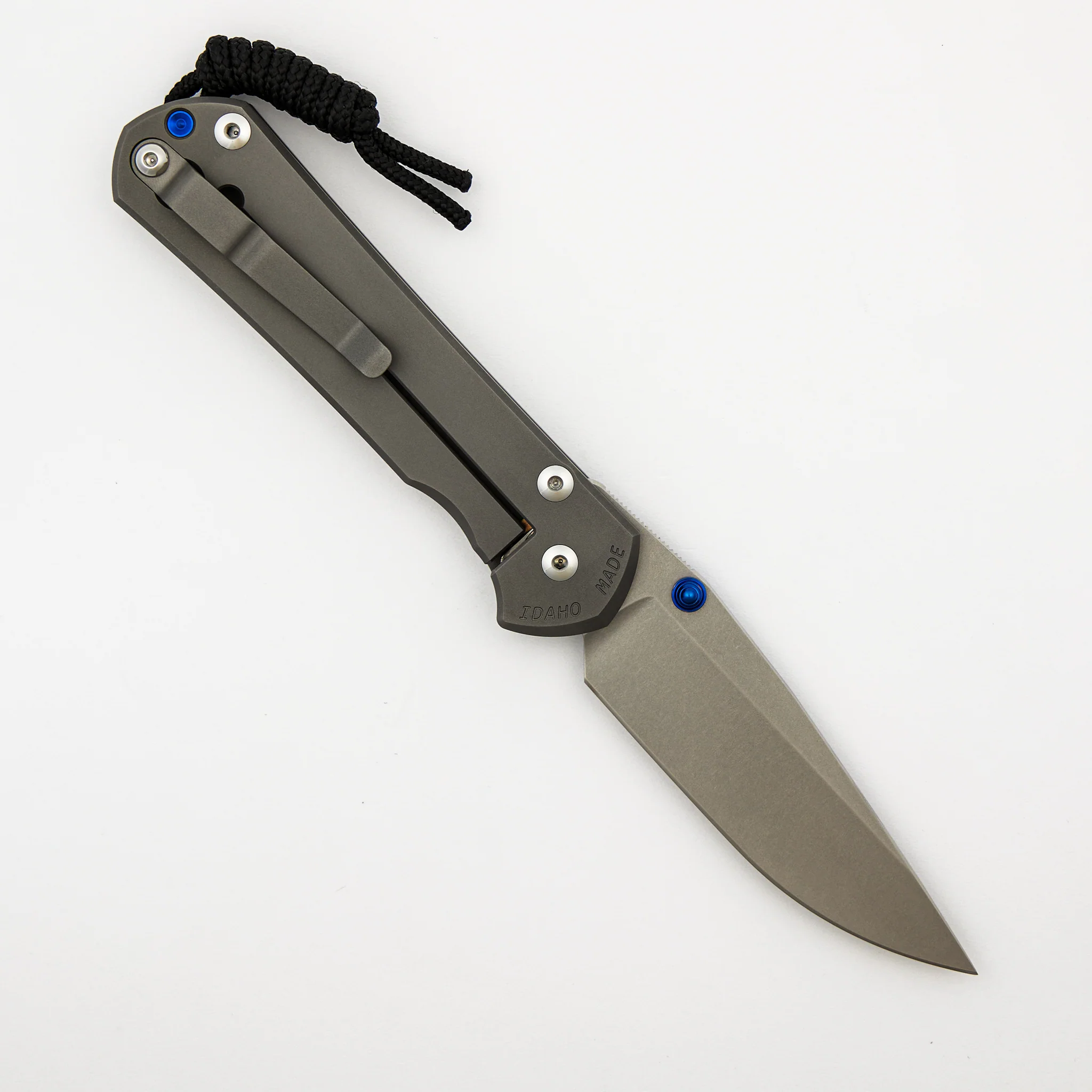 Large Sebenza 31 - Glass Blasted - Drop Point CPM MagnaCut Blade - Blue Double Thumb Lugs - Image 2