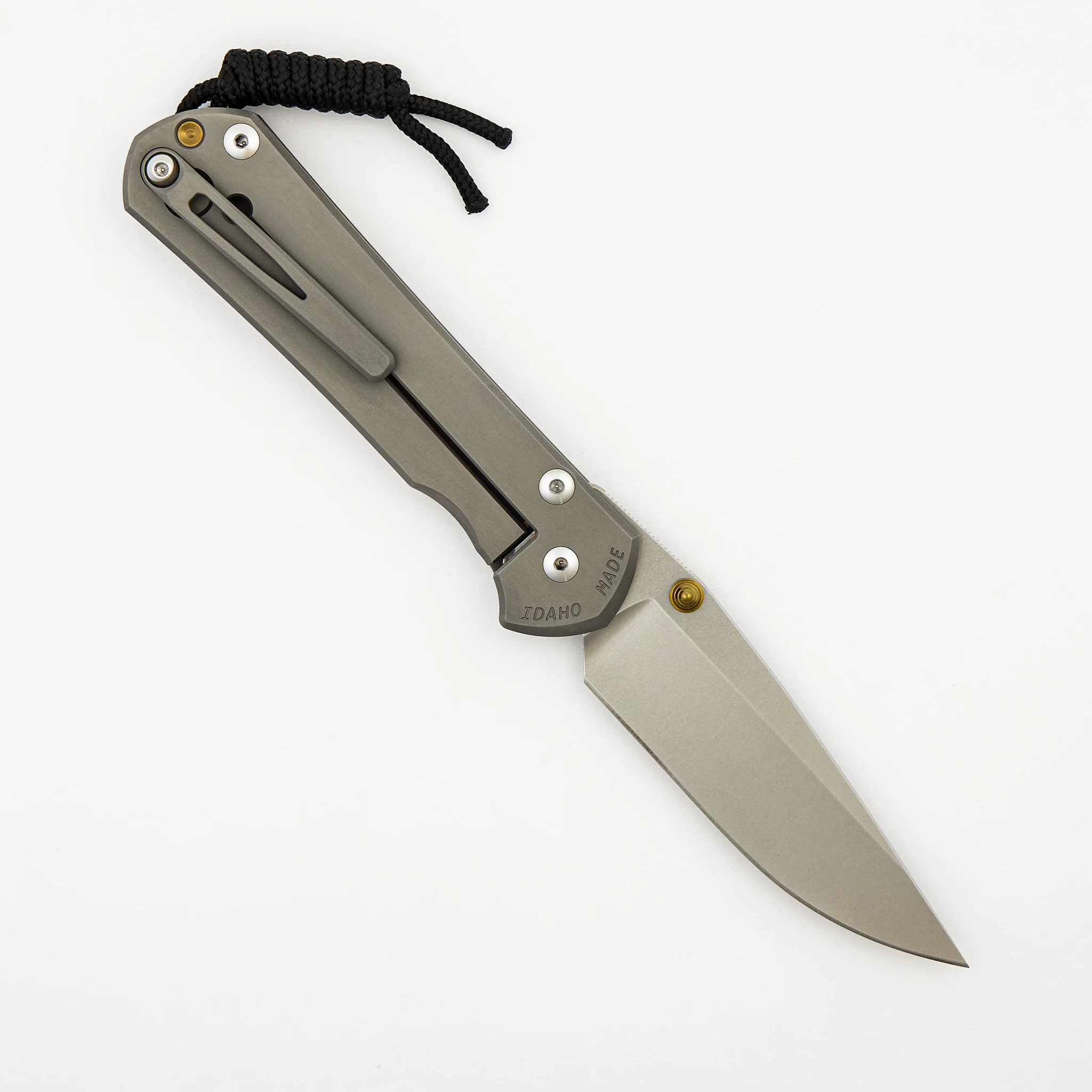 Large Sebenza 31 - Glass Blasted - Drop Point CPM MagnaCut Blade - MIM Clip - Gold Double Thumb Lugs - Image 2