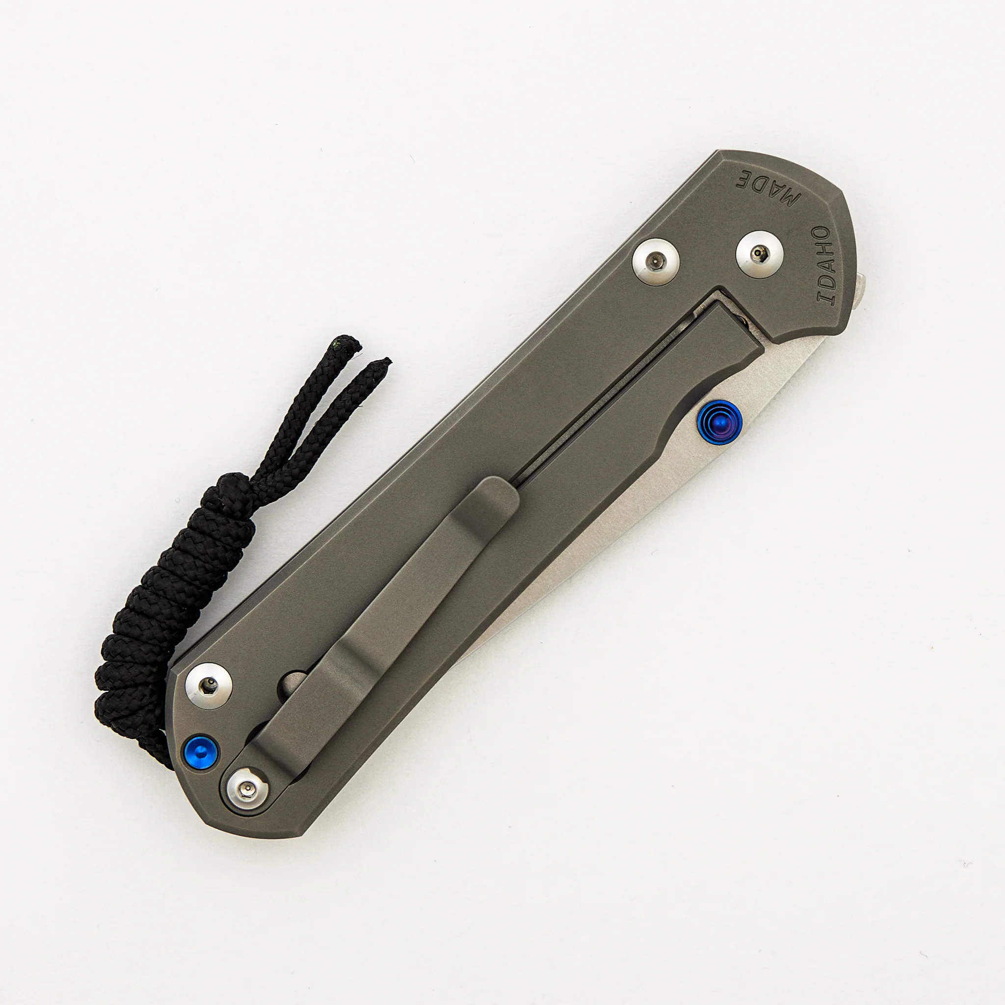 Large Sebenza 31 - Glass Blasted - Tanto CPM MagnaCut Blade - Blue Double Thumb Lugs - Image 4