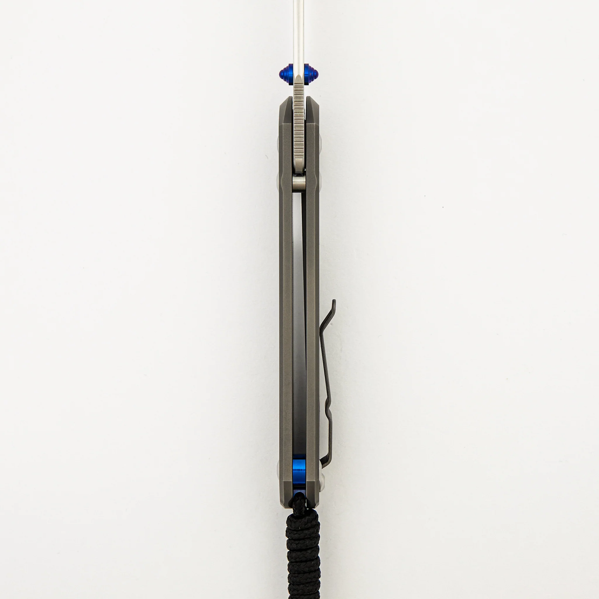 Large Sebenza 31 - Glass Blasted - Tanto CPM MagnaCut Blade - Blue Double Thumb Lugs - Image 7