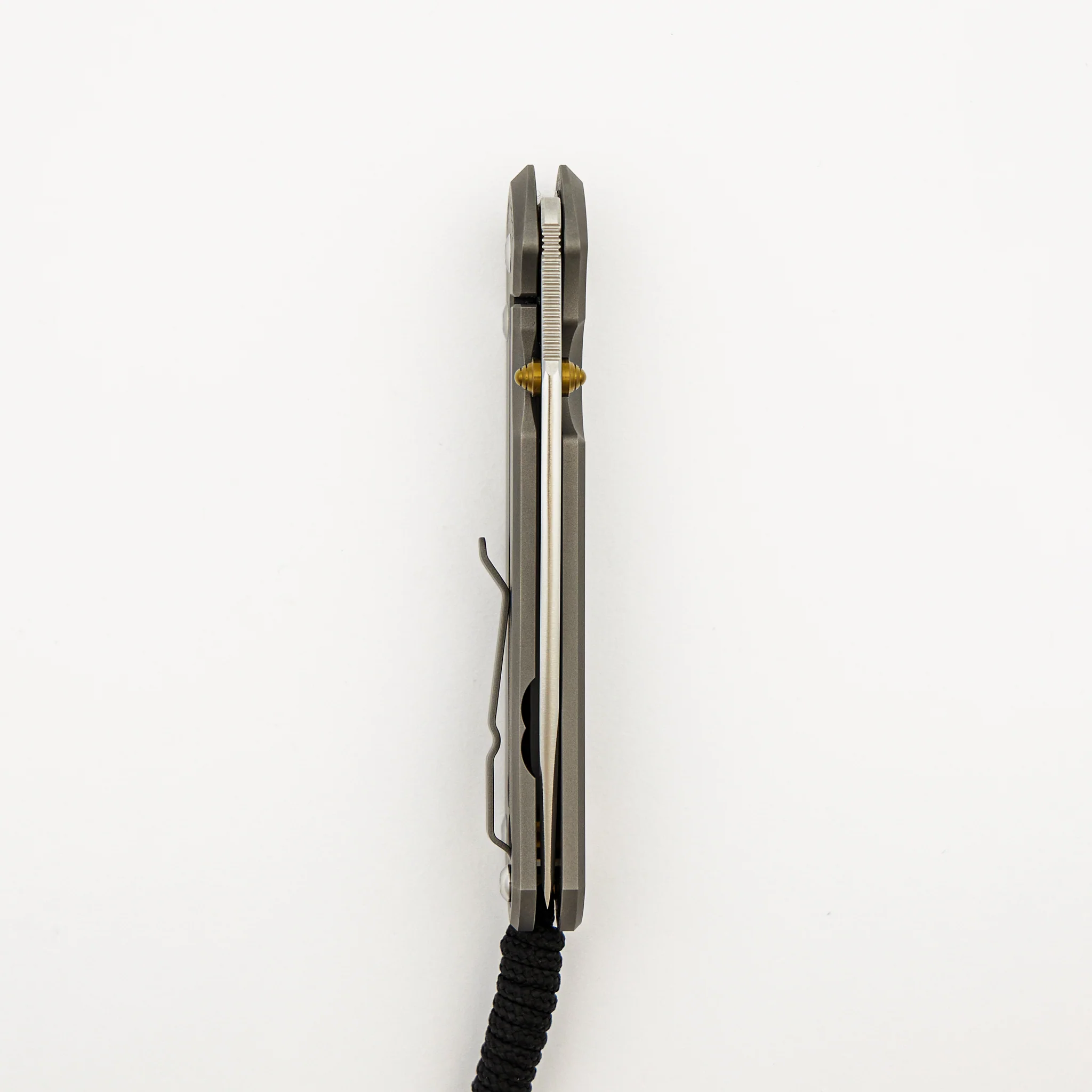 Large Sebenza 31 - Glass Blasted - Tanto CPM MagnaCut Blade - Gold Double Thumb Lugs - Image 5