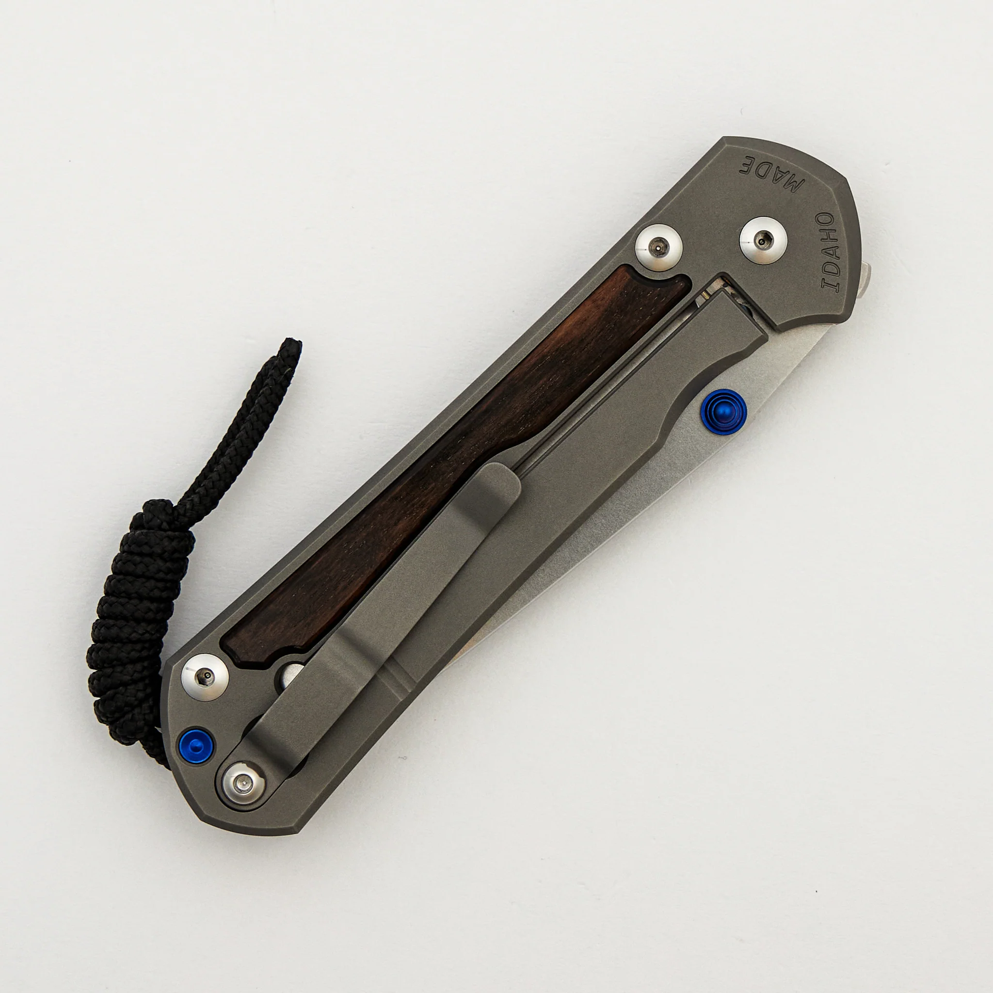 Large Sebenza 31 - Macassar Ebony Inlay - Tanto CPM MagnaCut Blade - Blue Double Thumb Lugs - Image 18