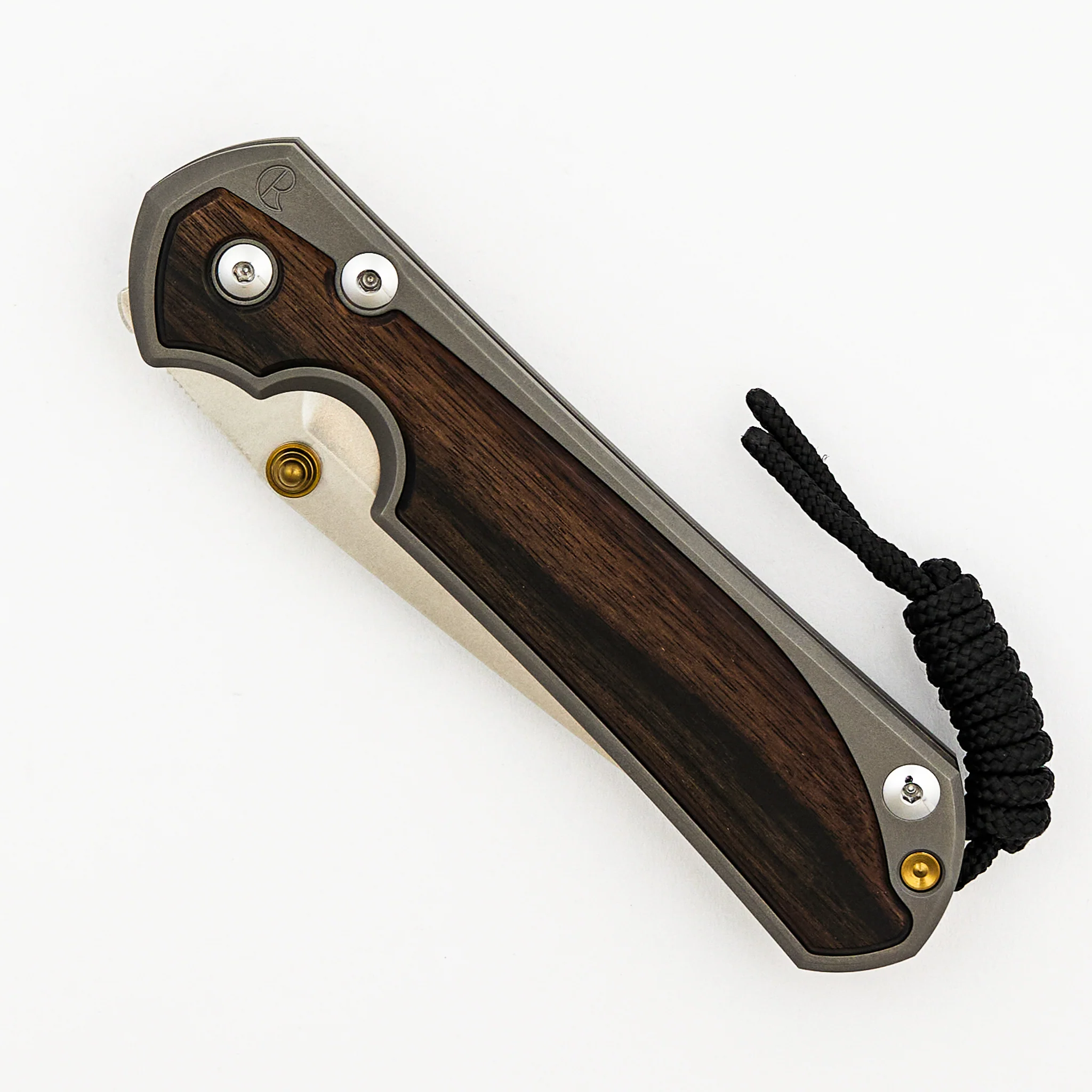 Large Sebenza 31 - Macassar Ebony Inlay - Tanto CPM MagnaCut Blade - Gold Double Thumb Lugs - Image 3