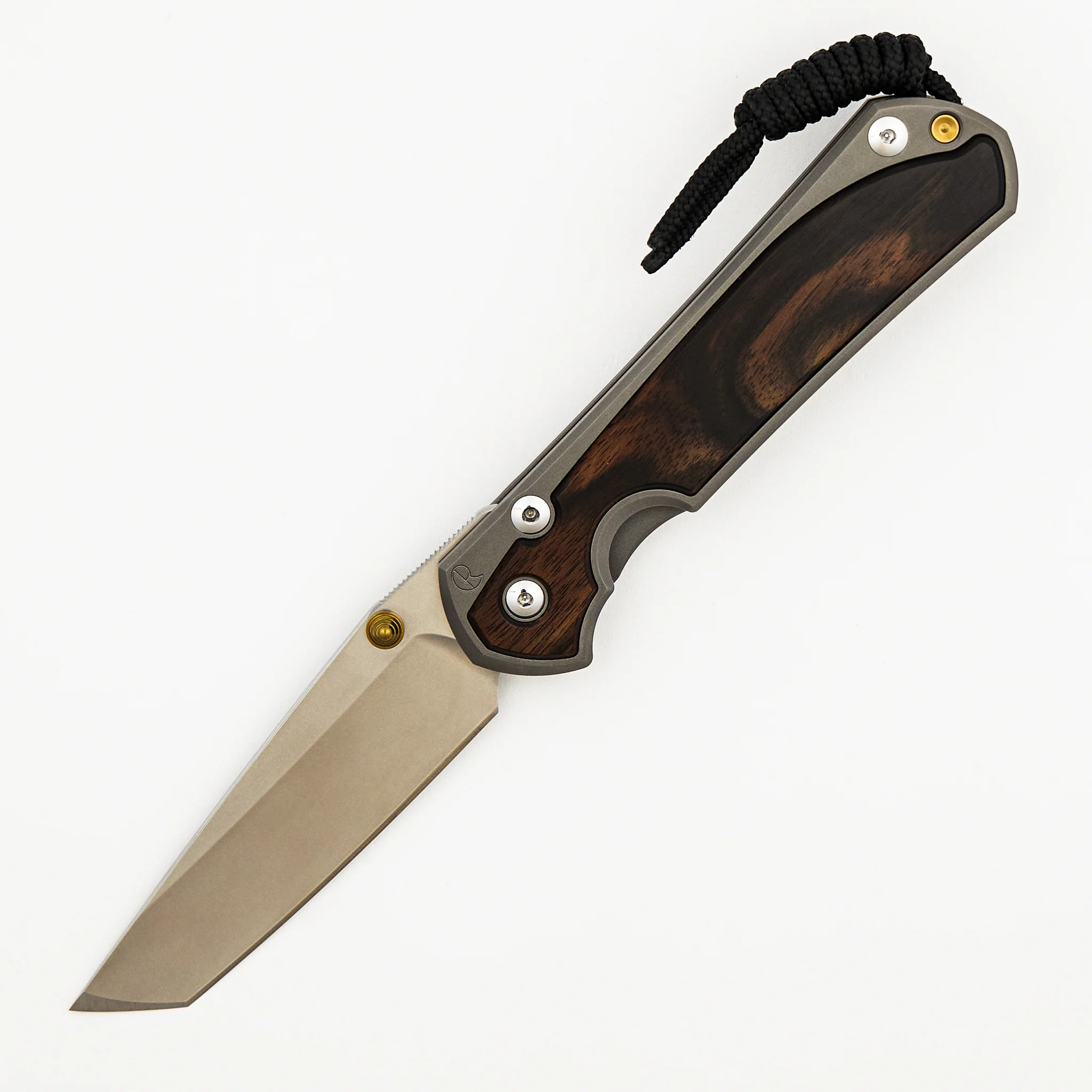 Large Sebenza 31 - Macassar Ebony Inlay - Tanto CPM MagnaCut Blade - Gold Double Thumb Lugs - Image 8