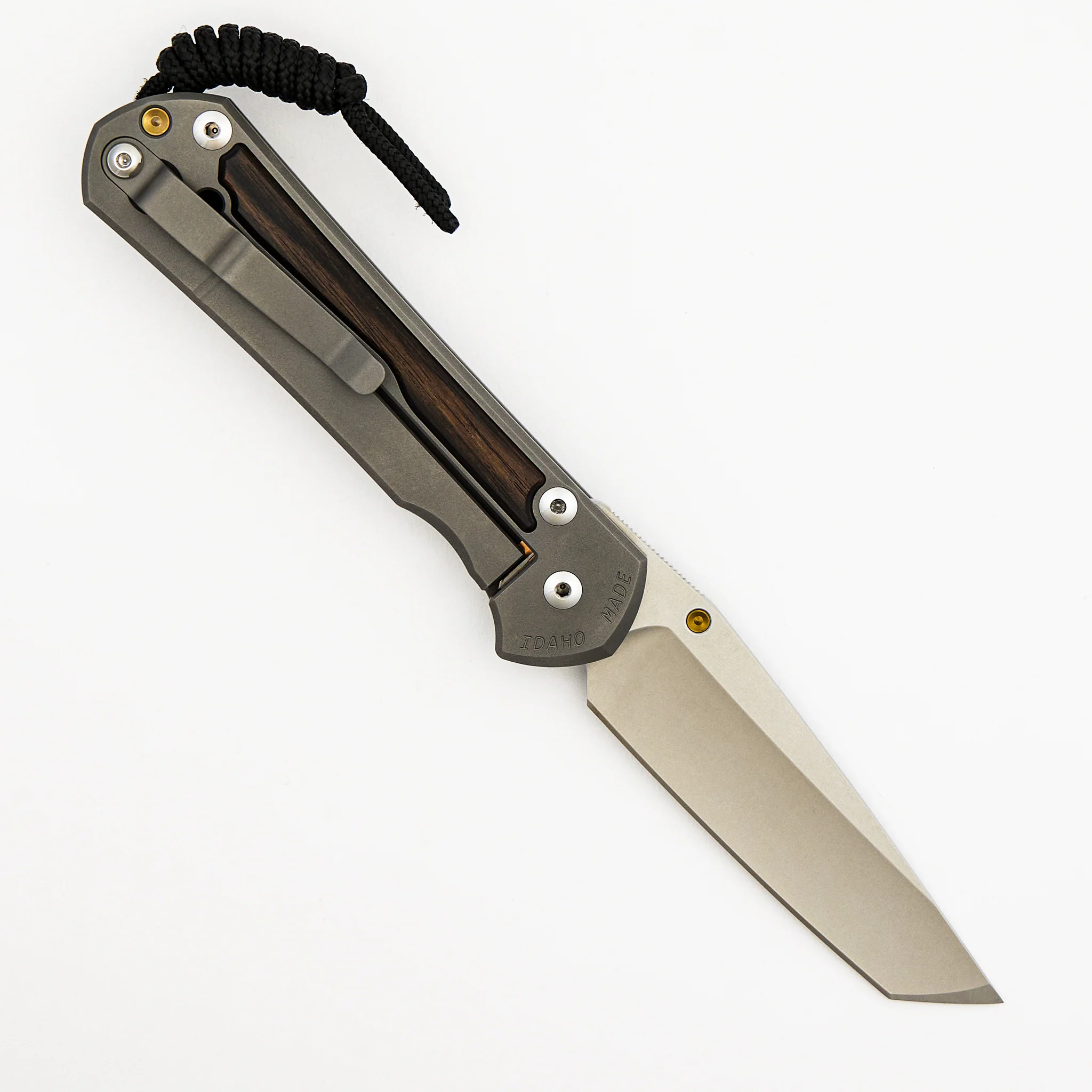 Large Sebenza 31 - Macassar Ebony Inlay - Tanto CPM MagnaCut Blade - Gold Single Thumb Lug - Image 2