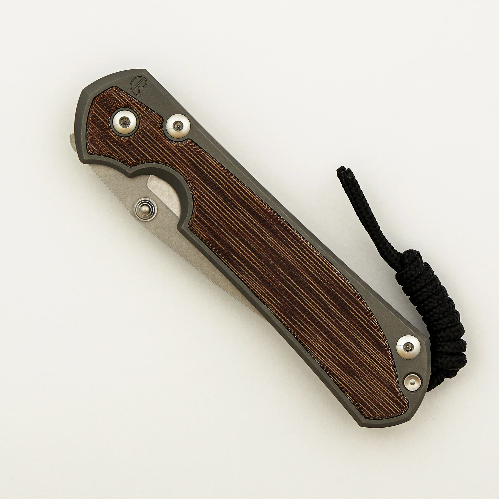 Large Sebenza 31 - Natural Canvas Micarta Inlay - Drop Point CPM MagnaCut Blade - Glass Blasted - Silver Double Thumb Lugs - Image 3