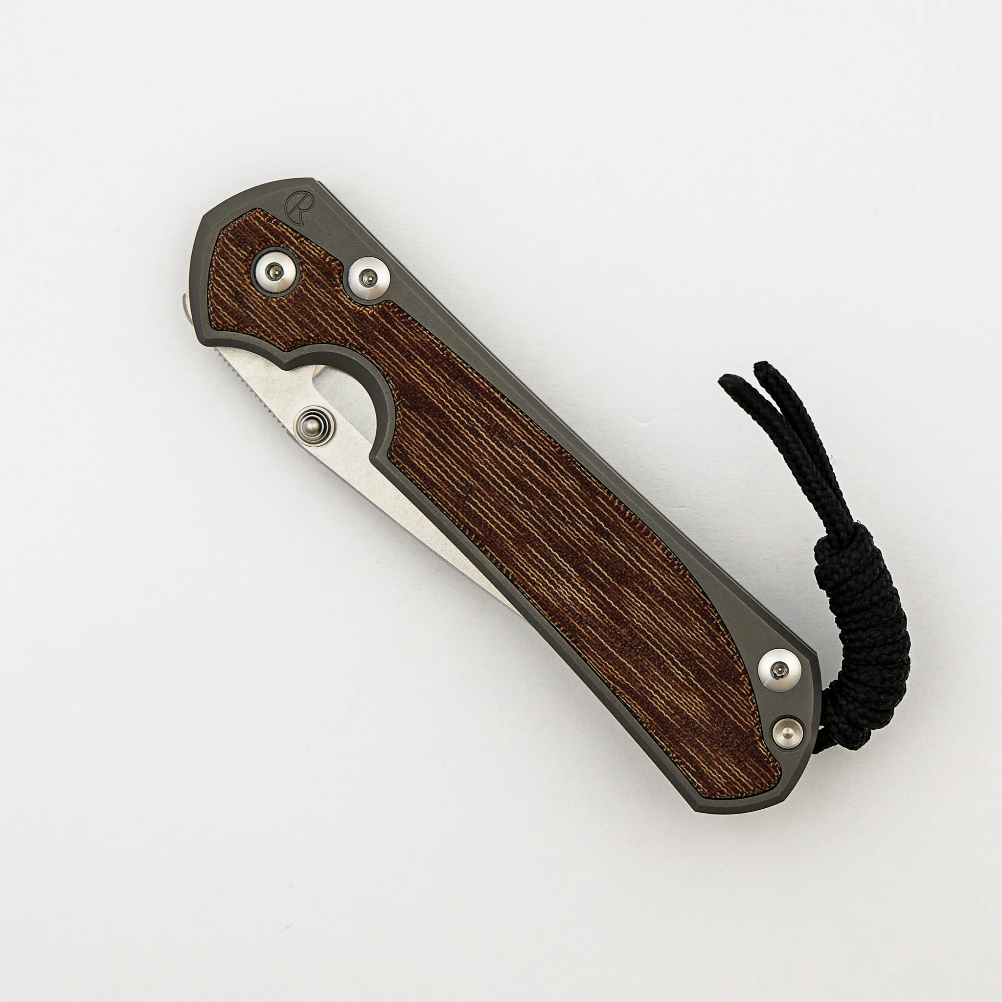 Large Sebenza 31 - Natural Canvas Micarta Inlay - Drop Point Polished CPM MagnaCut Blade - Glass Blasted - Silver Double Thumb Lugs - Image 3