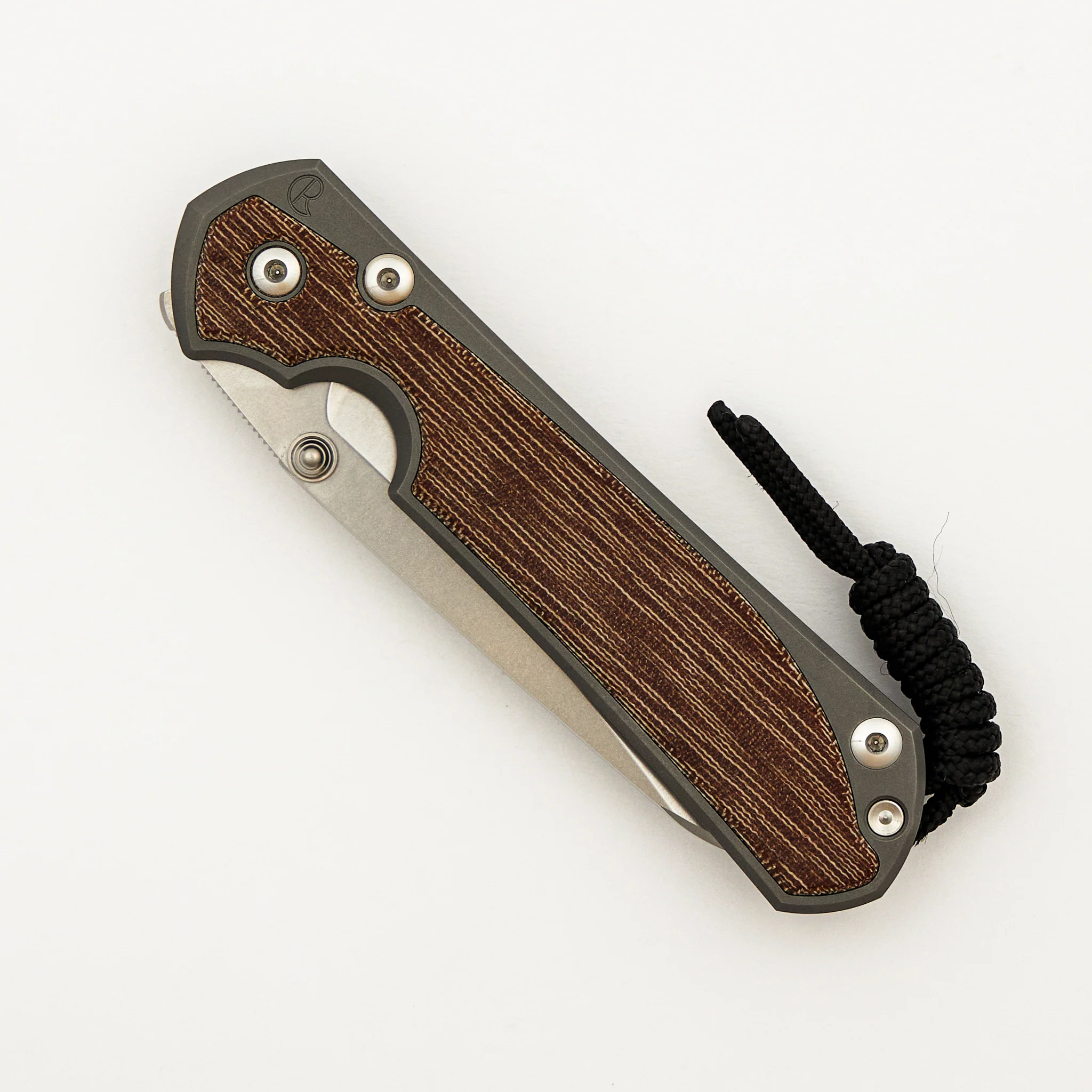 Large Sebenza 31 Natural Canvas Micarta Inlay - Insingo CPM MagnaCut Blade - Glass Blasted - Silver Double Thumb Lugs - Image 3