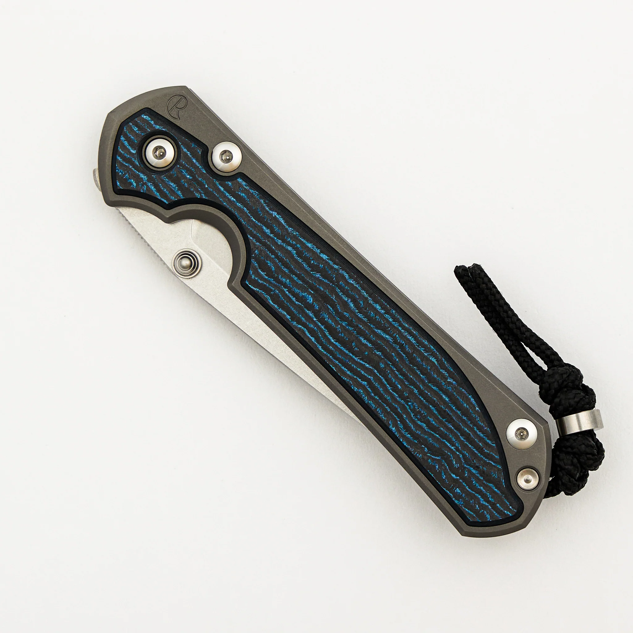Large Sebenza 31 - Ocean Blue CarboTi Inlay - Tanto CPM MagnaCut Blade - MIM Clip - Silver Double Thumb Lugs - R1 Invitational 2026 - Image 3